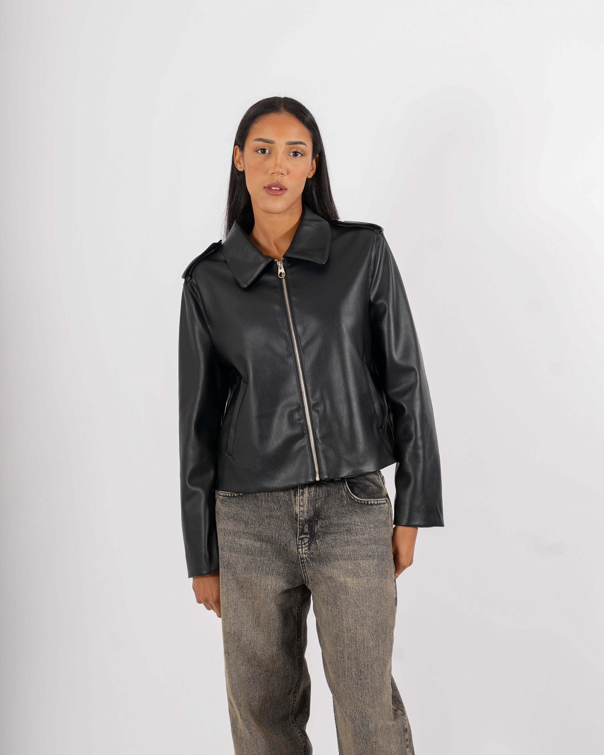 Bomber con zip in ecopelle - Consolata