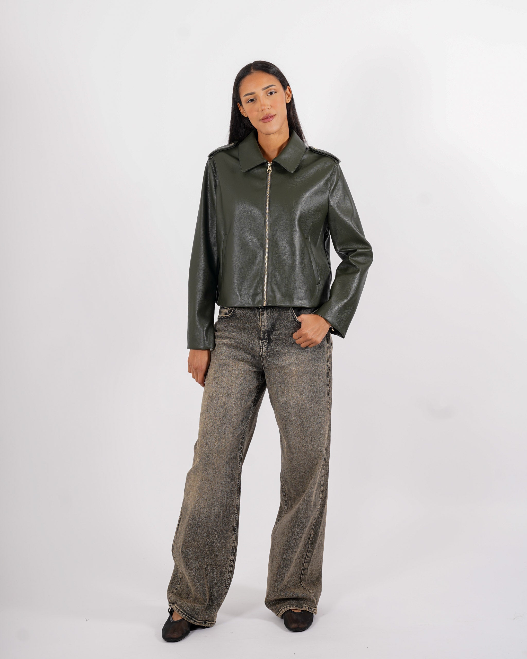 Bomber con zip in ecopelle - Consolata