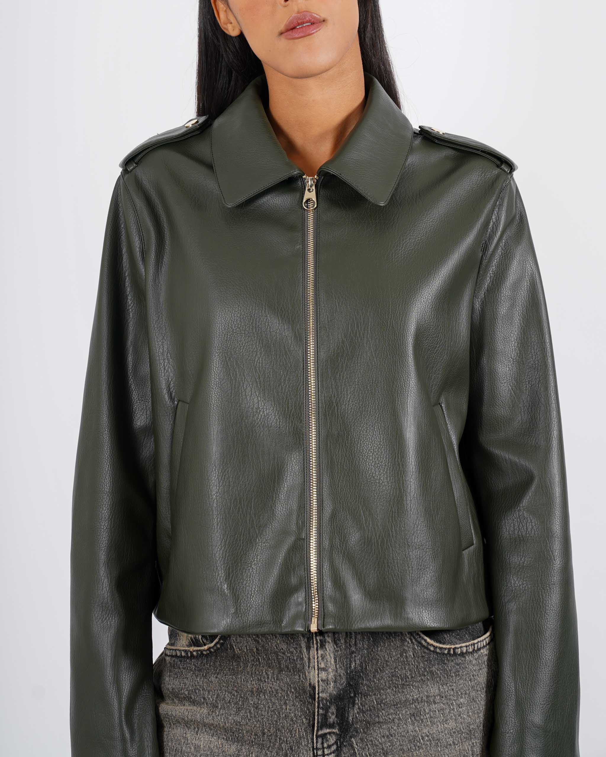 Bomber con zip in ecopelle - Consolata