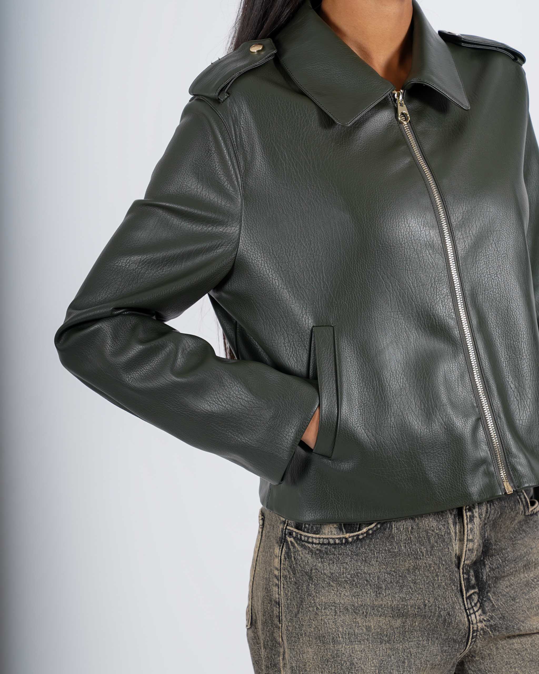 Bomber con zip in ecopelle - Consolata