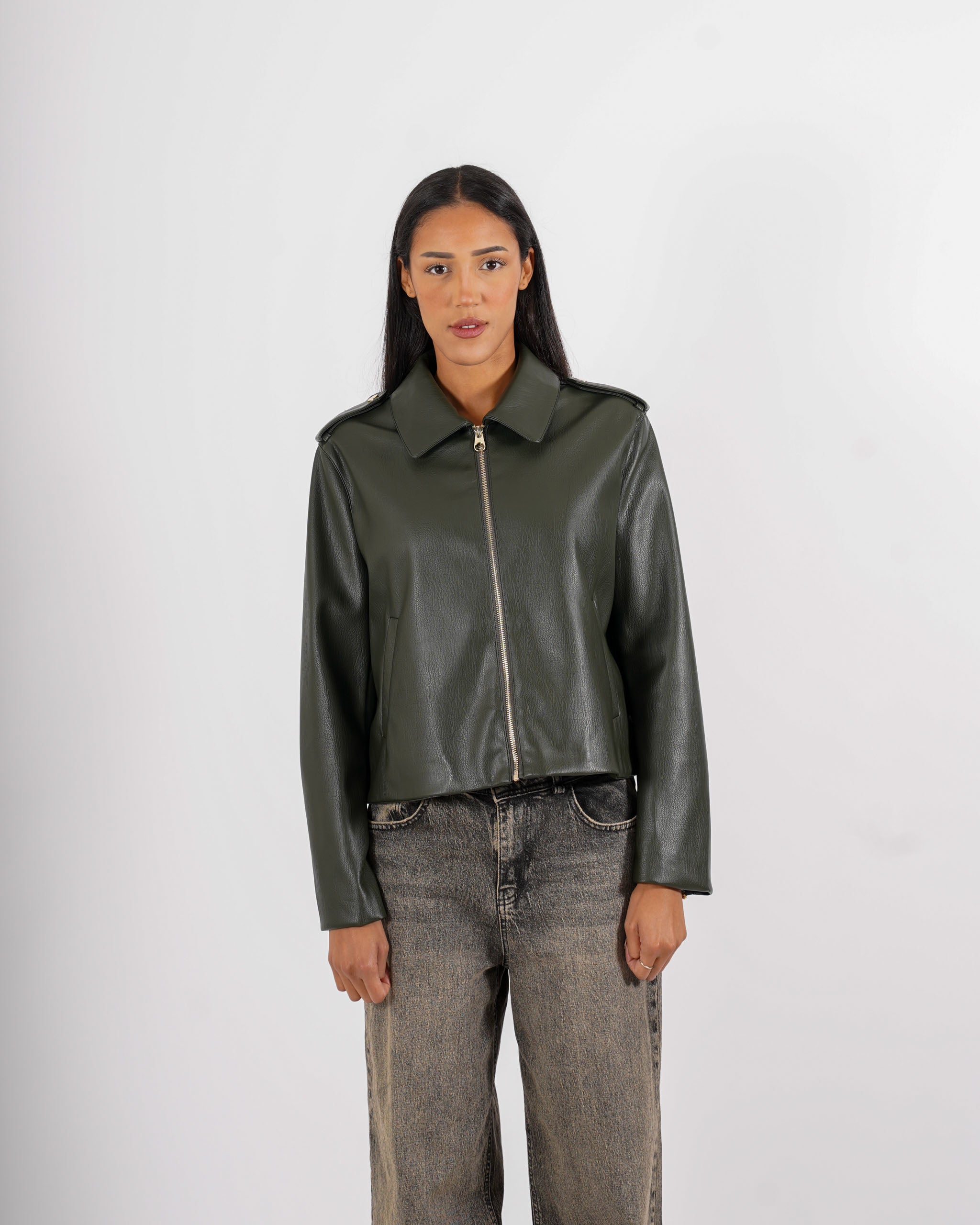 Bomber con zip in ecopelle - Consolata