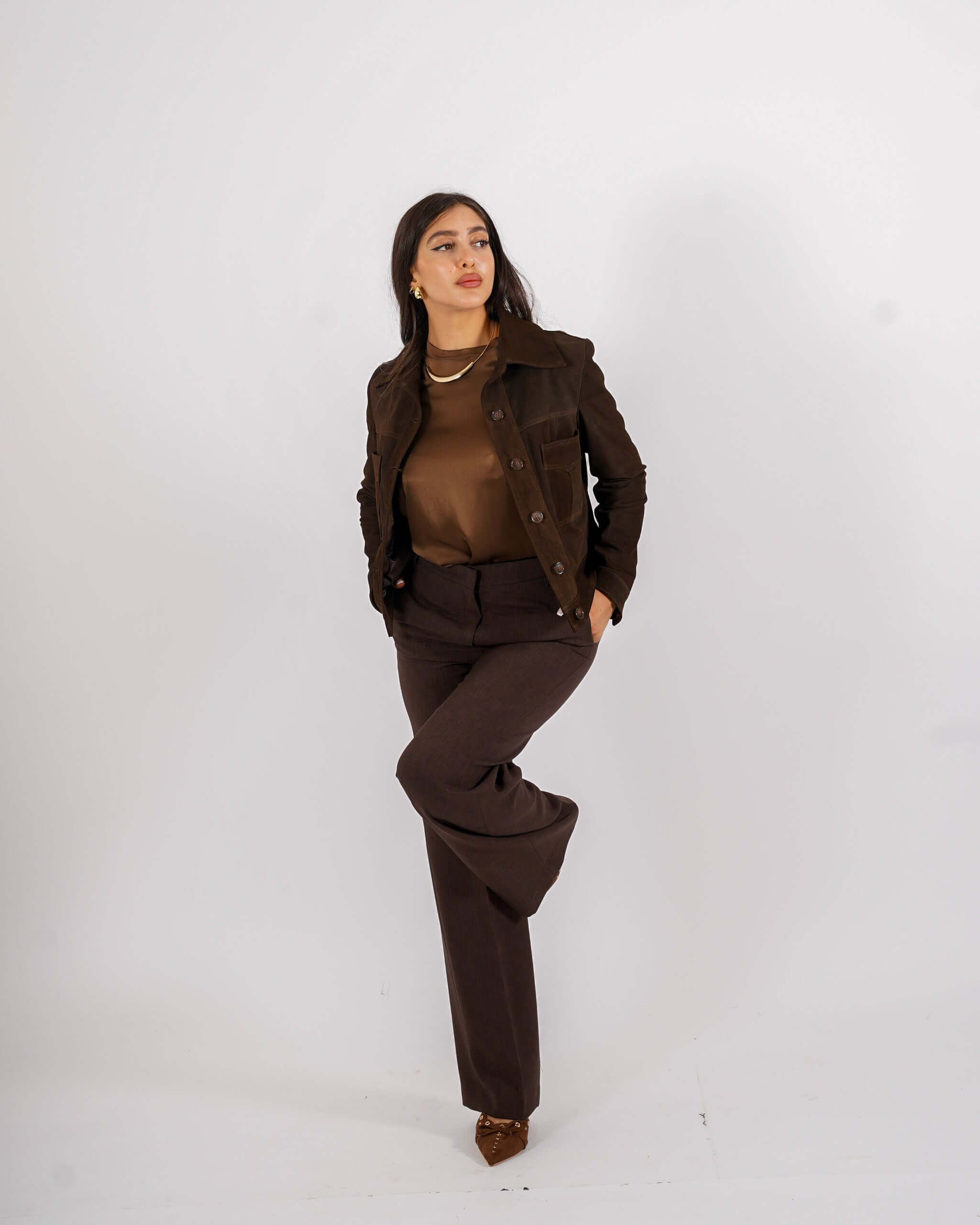 Bomber con bottoni e tasche a pattina in crosta vintage - Damaris