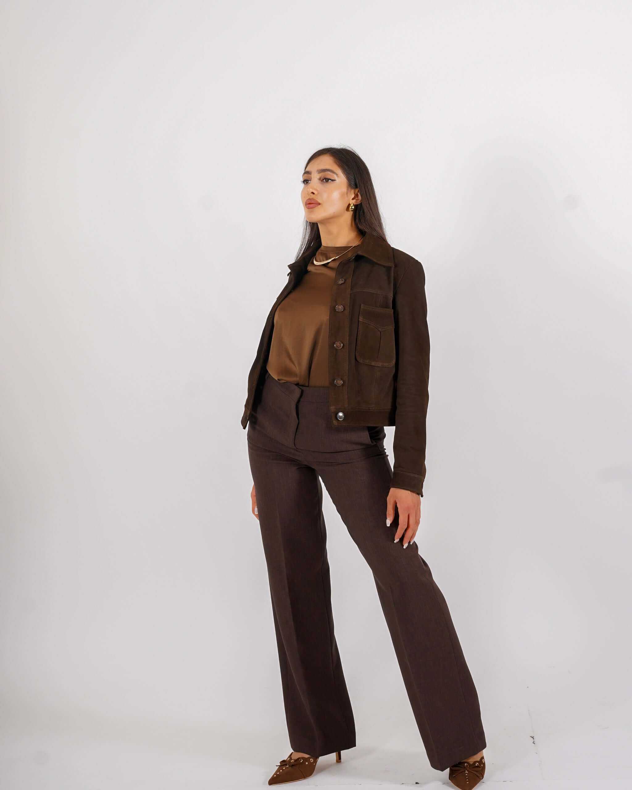 Bomber con bottoni e tasche a pattina in crosta vintage - Damaris