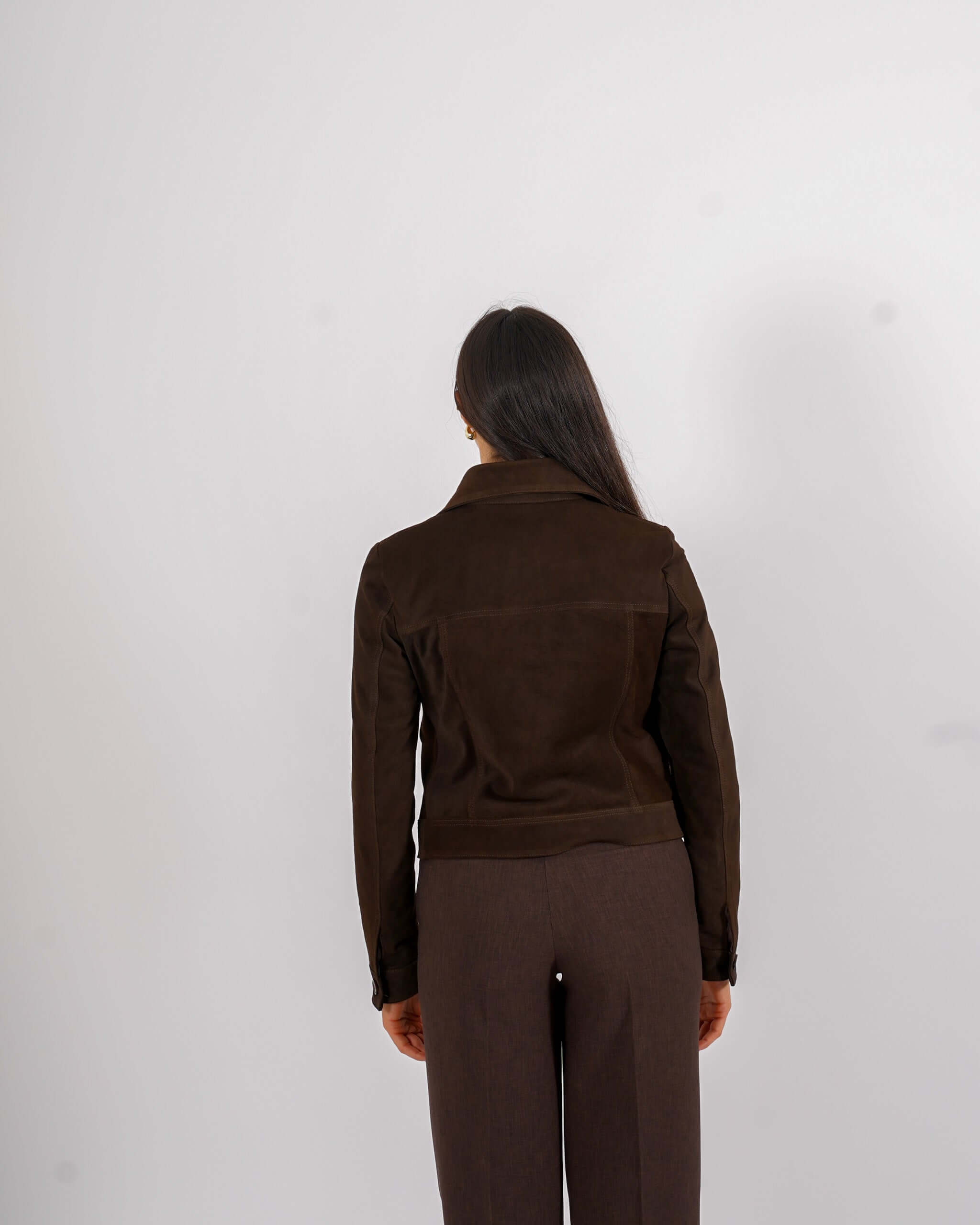 Bomber con bottoni e tasche a pattina in crosta vintage - Damaris