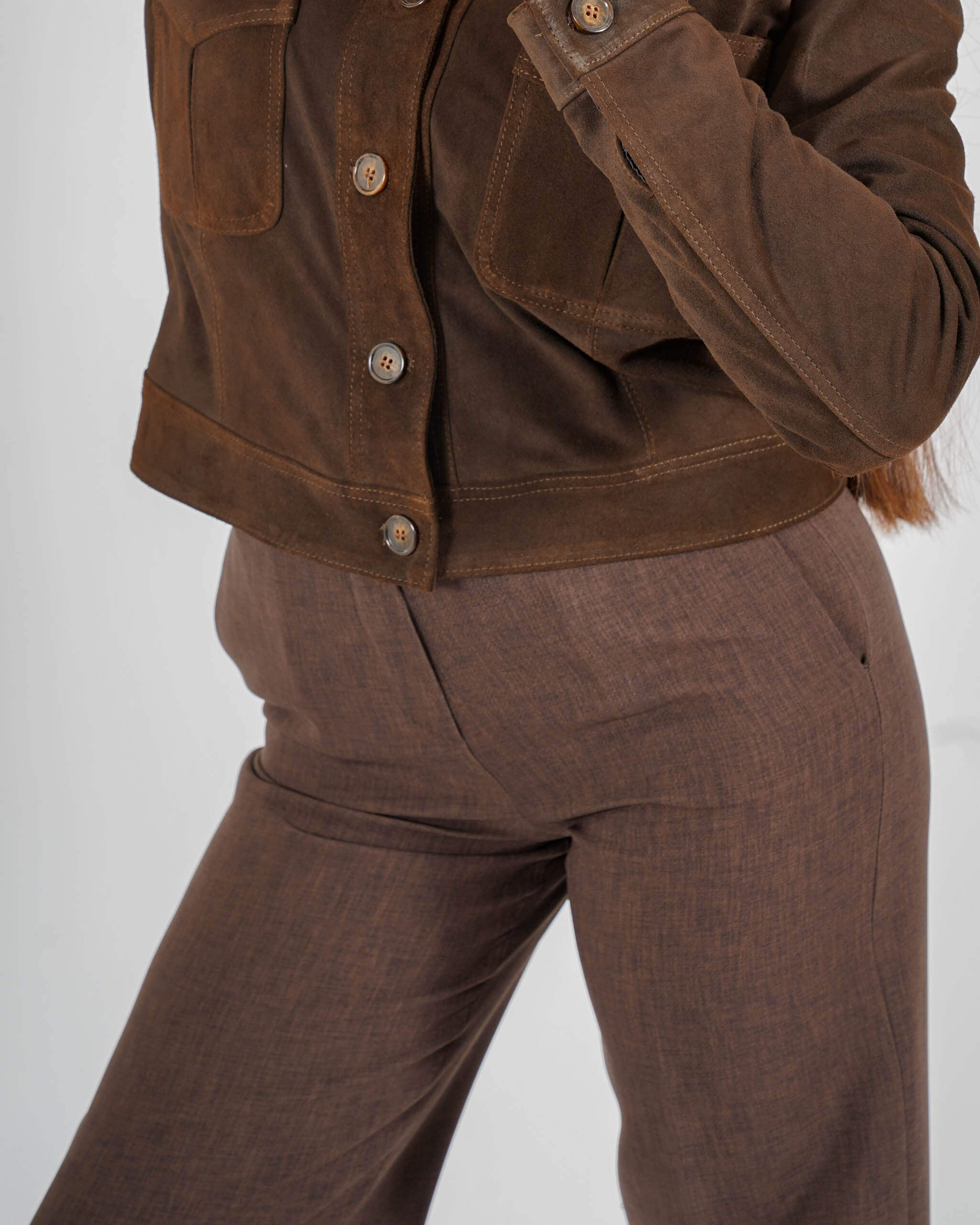 Bomber con bottoni e tasche a pattina in crosta vintage - Damaris