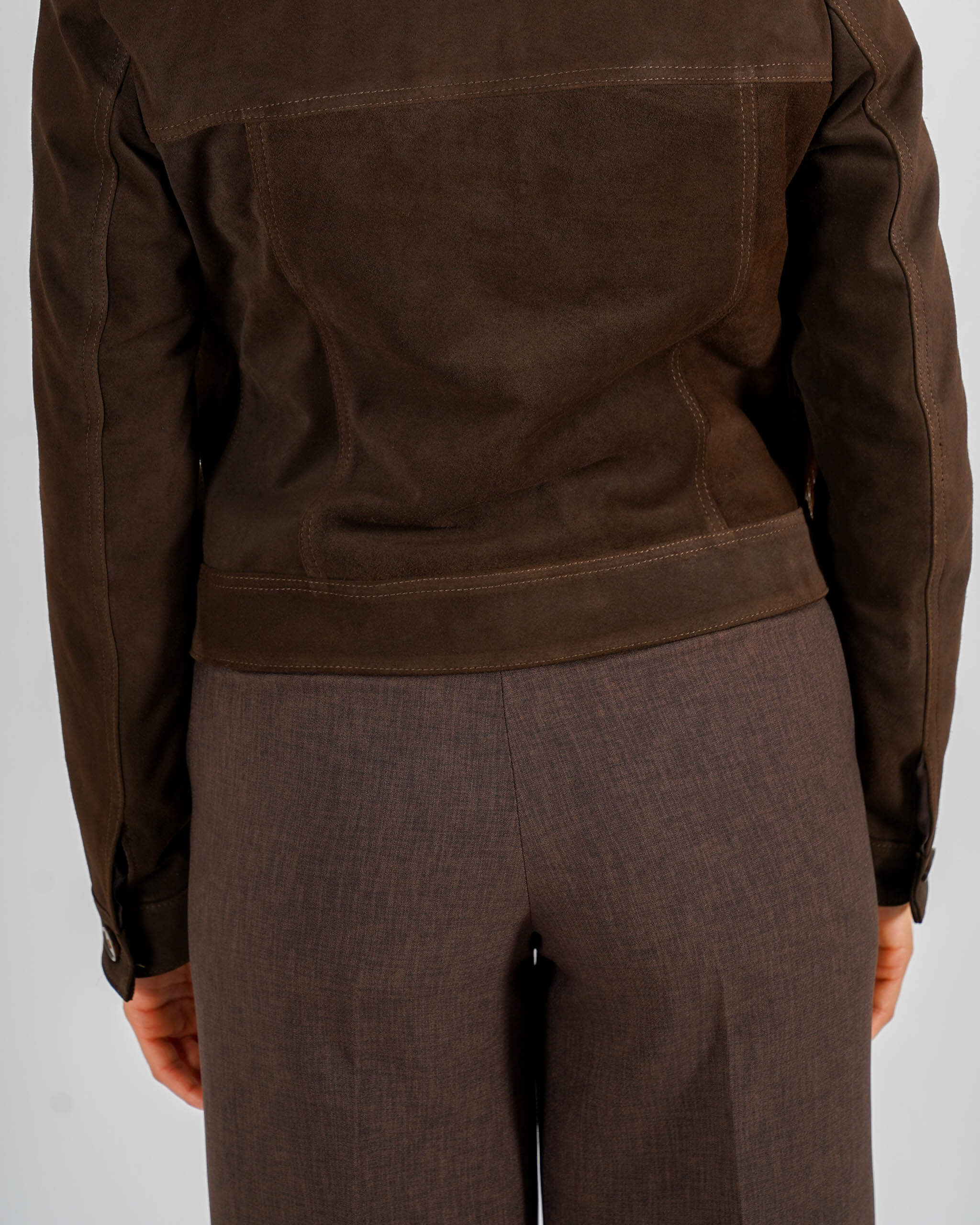 Bomber con bottoni e tasche a pattina in crosta vintage - Damaris