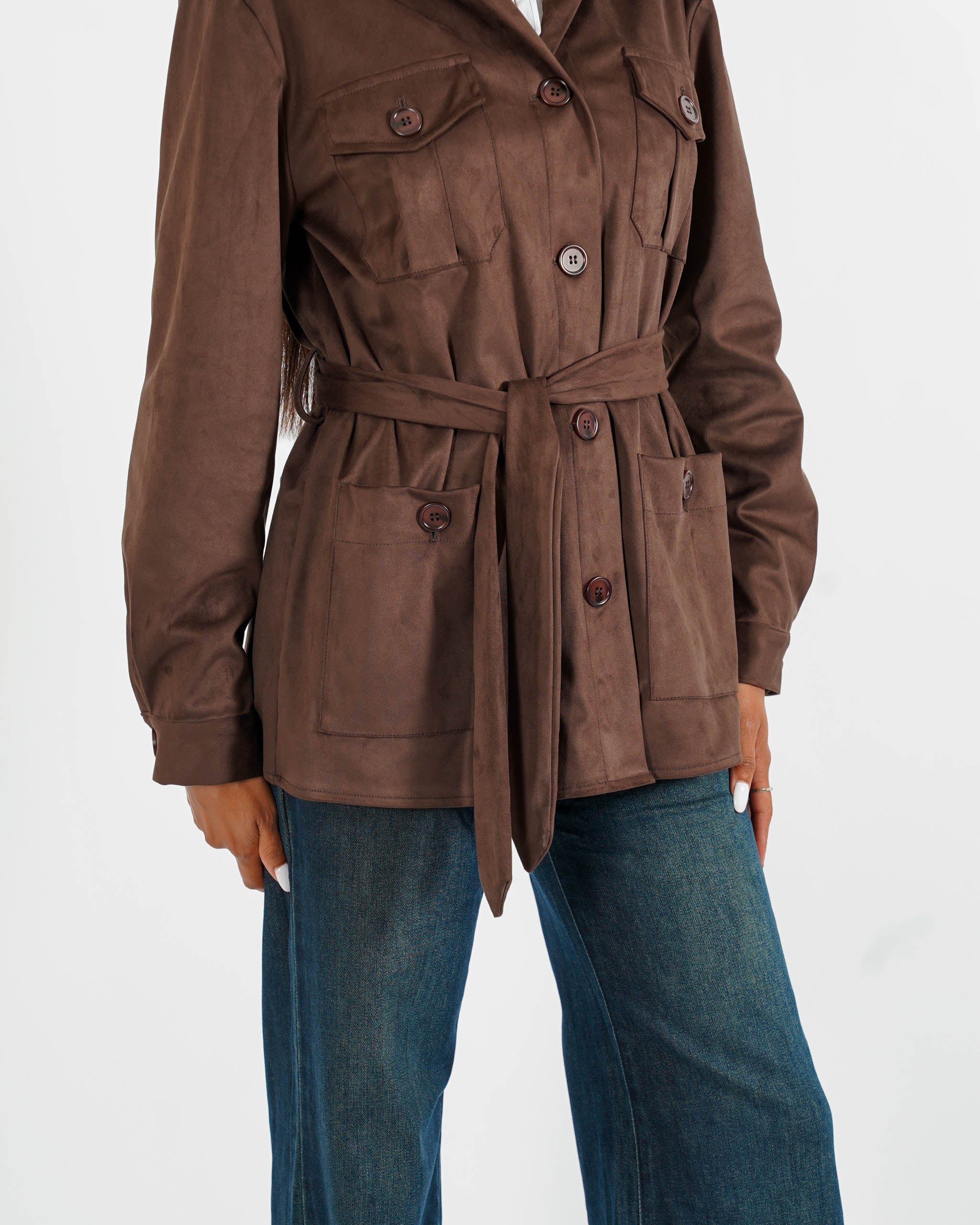 Giacca sahariana in eco camoscio - Serina - Hope Fashion