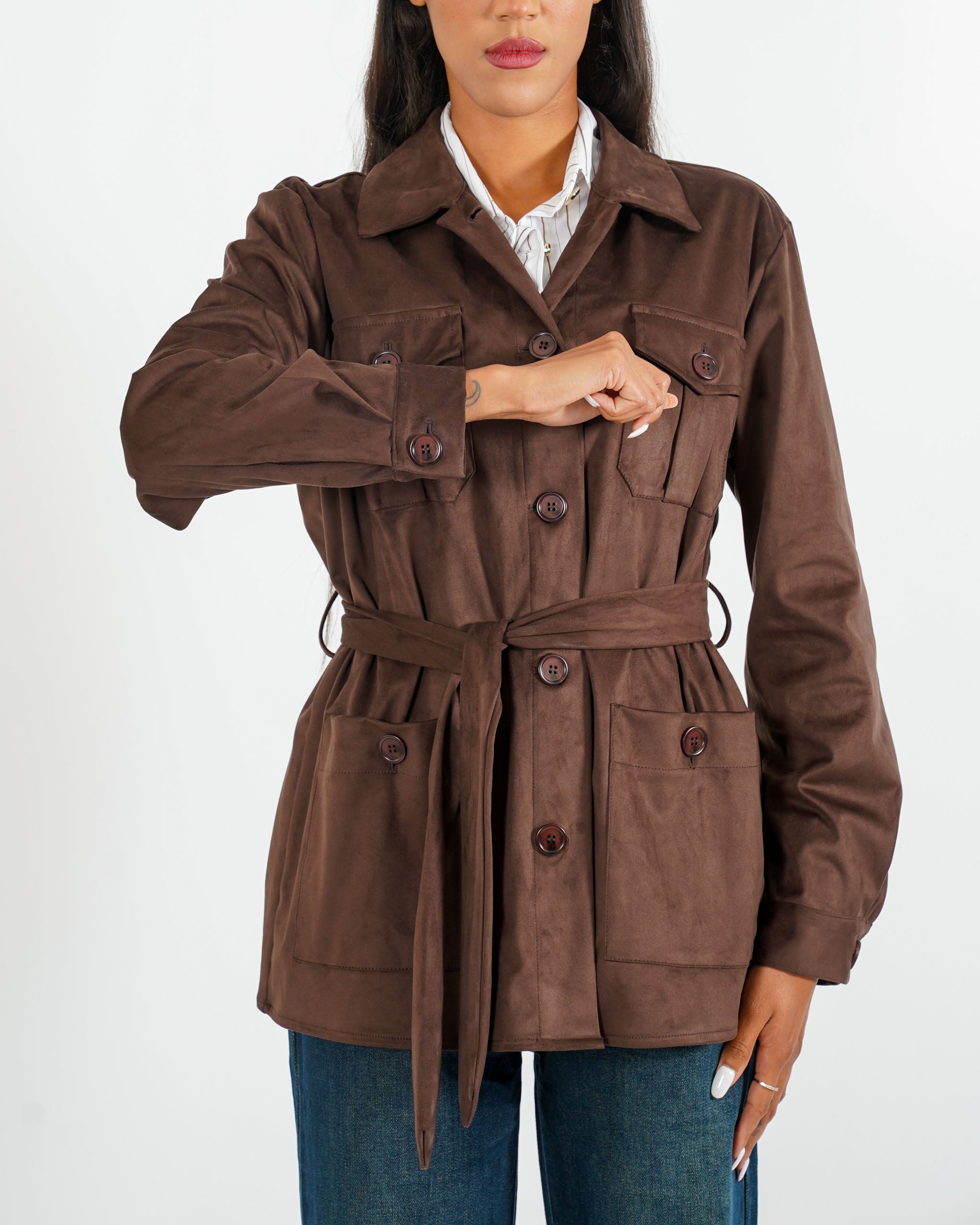 Giacca sahariana in eco camoscio - Serina - Hope Fashion