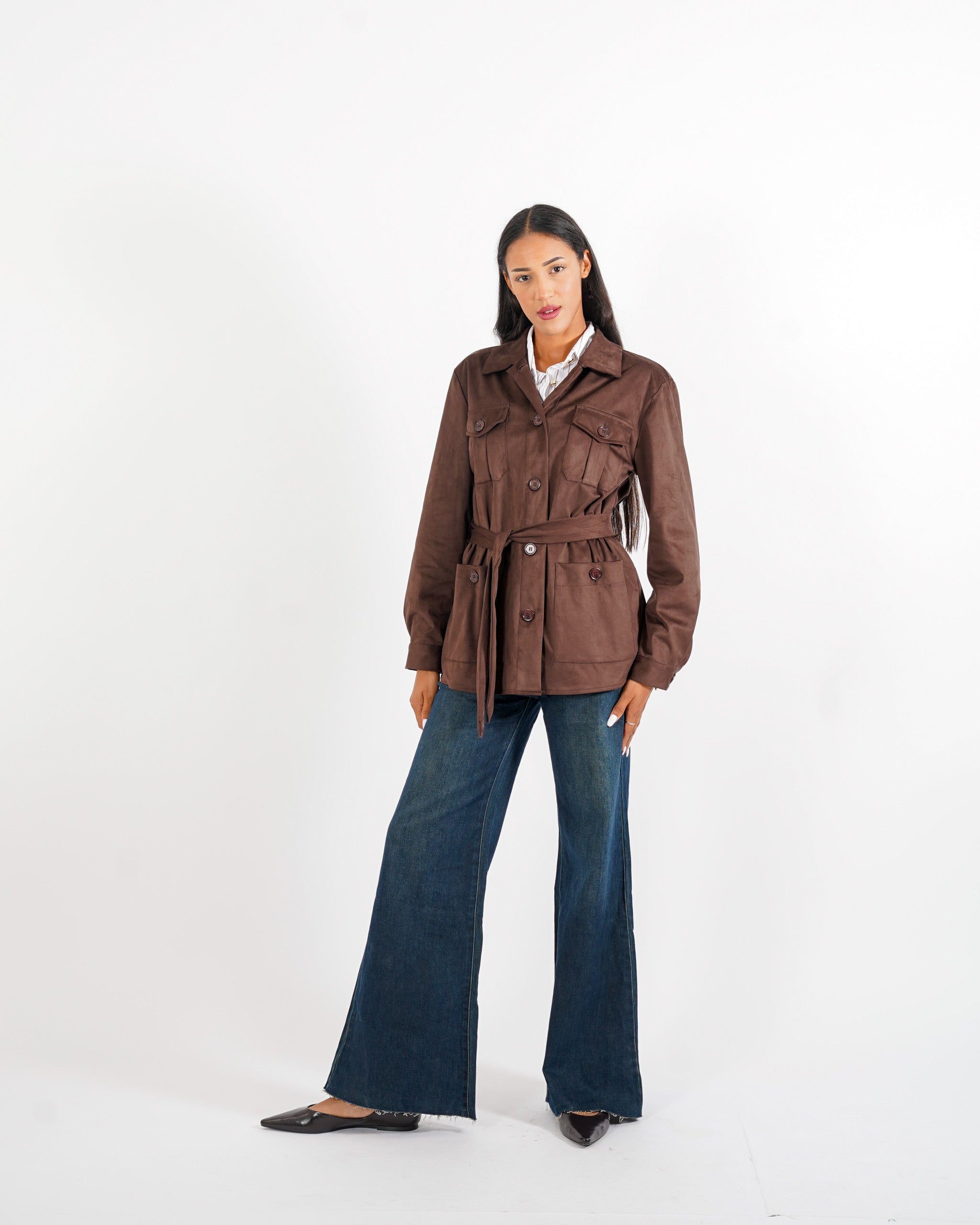 Giacca sahariana in eco camoscio - Serina - Hope Fashion