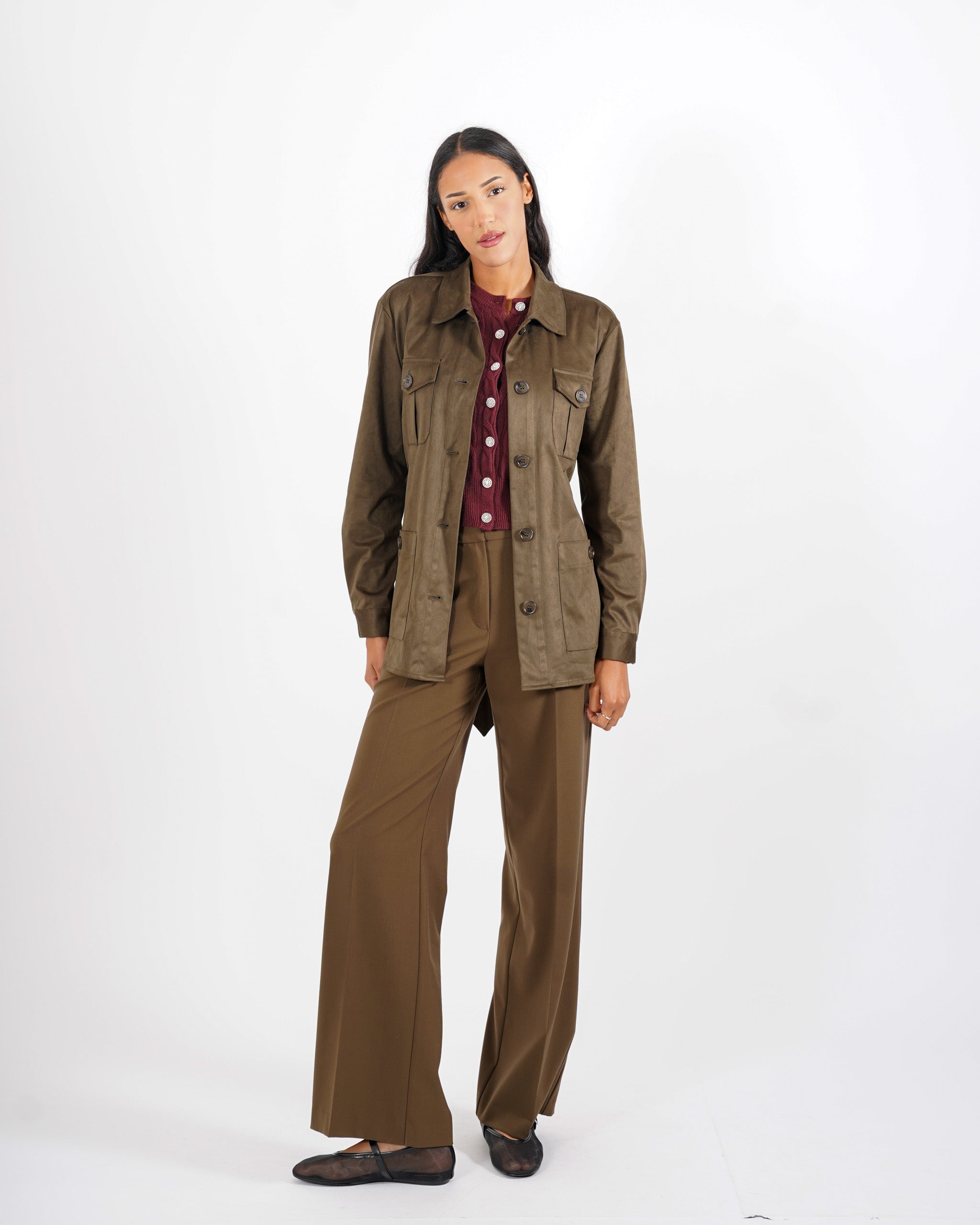 Giacca sahariana in eco camoscio - Serina - Hope Fashion