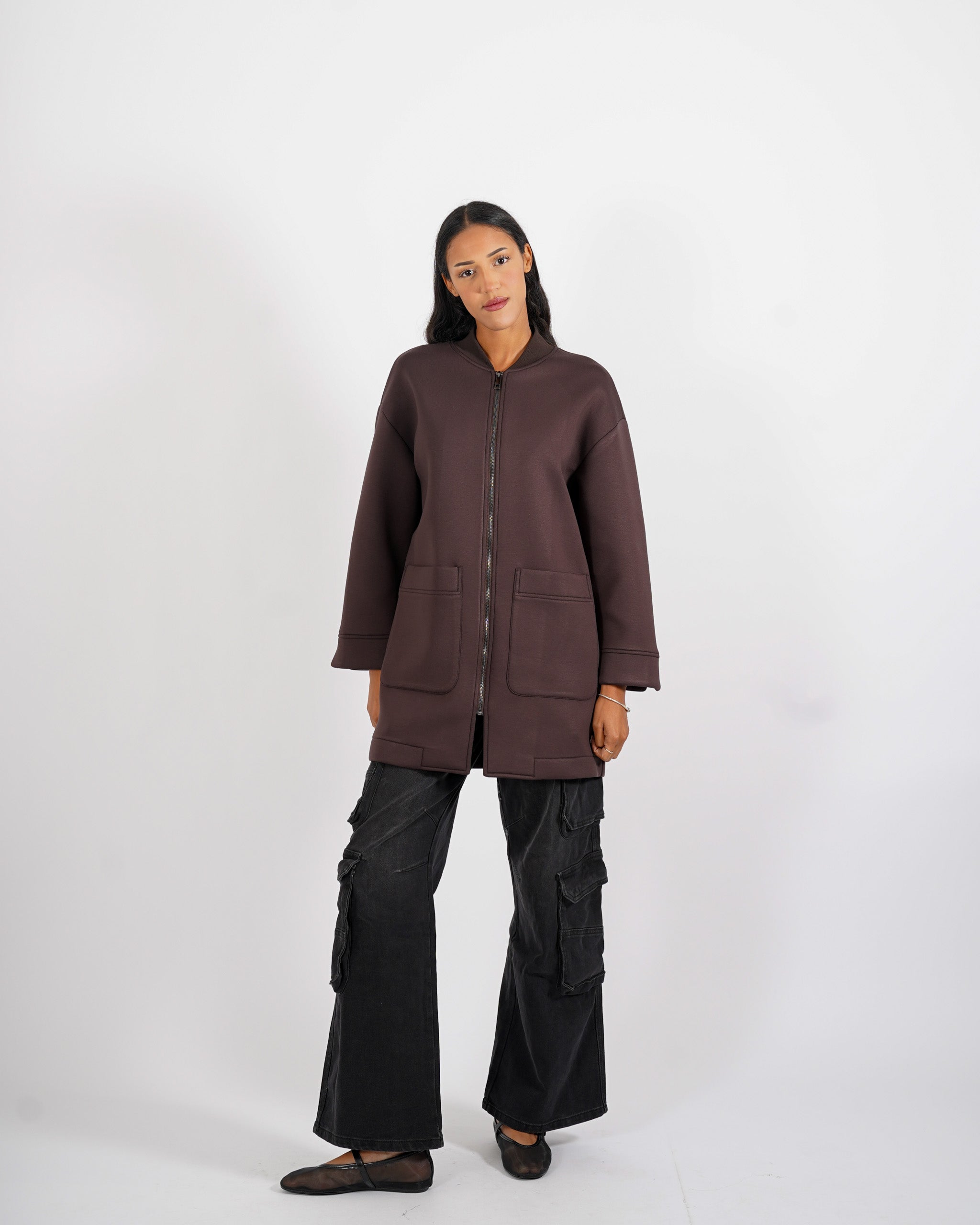 Cappotto 3/4 in tessuto neoprene - Petula