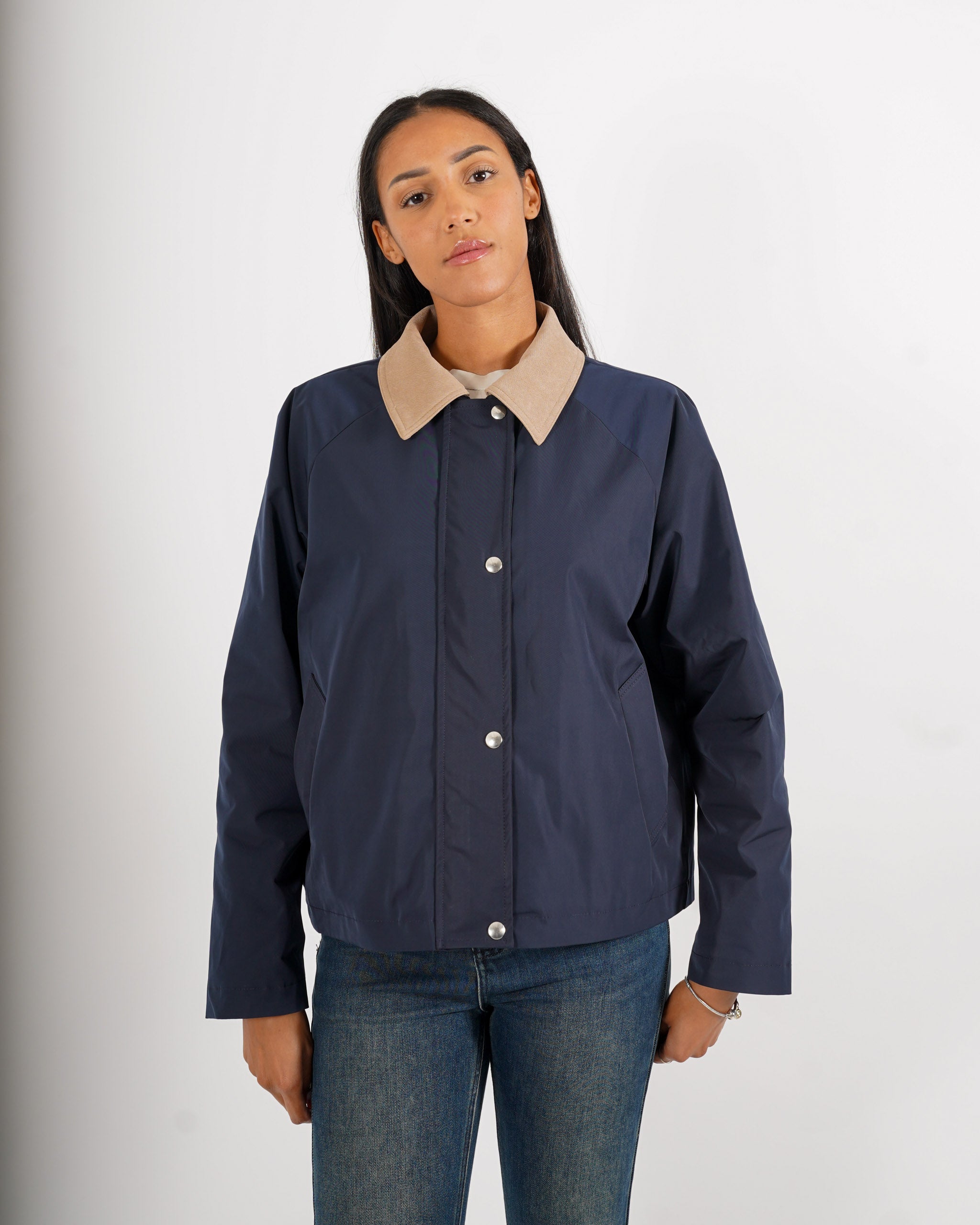 Field jacket con tasche e dettagli in eco camoscio - Miura