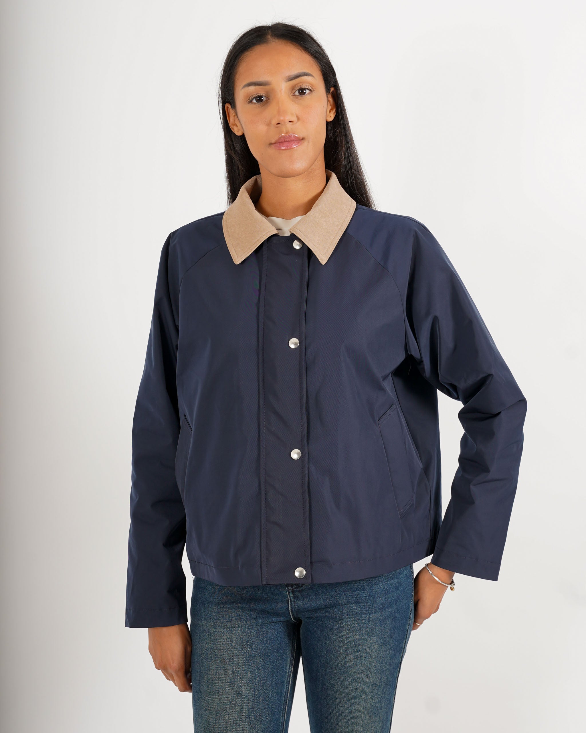 Field jacket con tasche e dettagli in eco camoscio - Miura