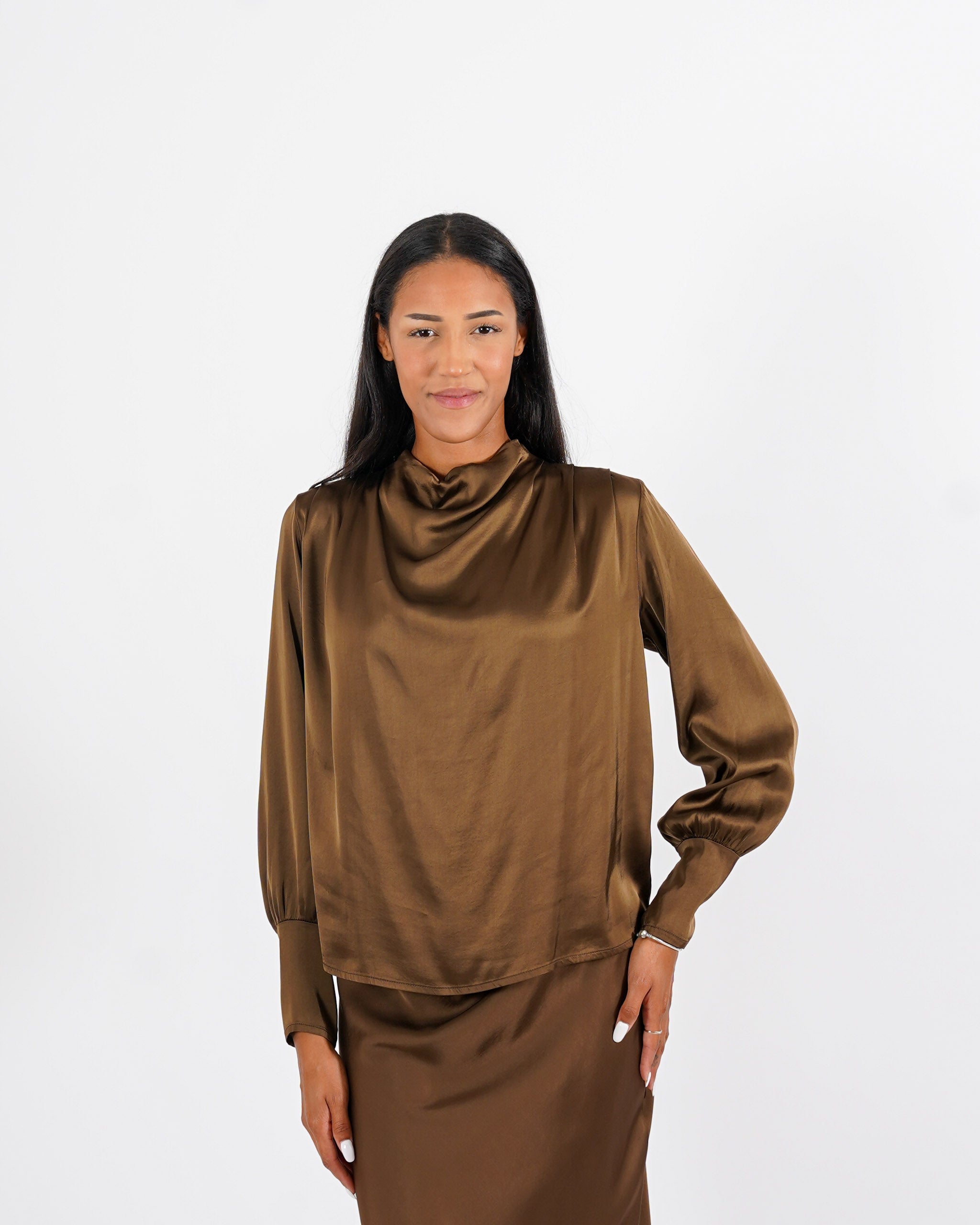 Blusa collo a gronda in raso - Scricciolo