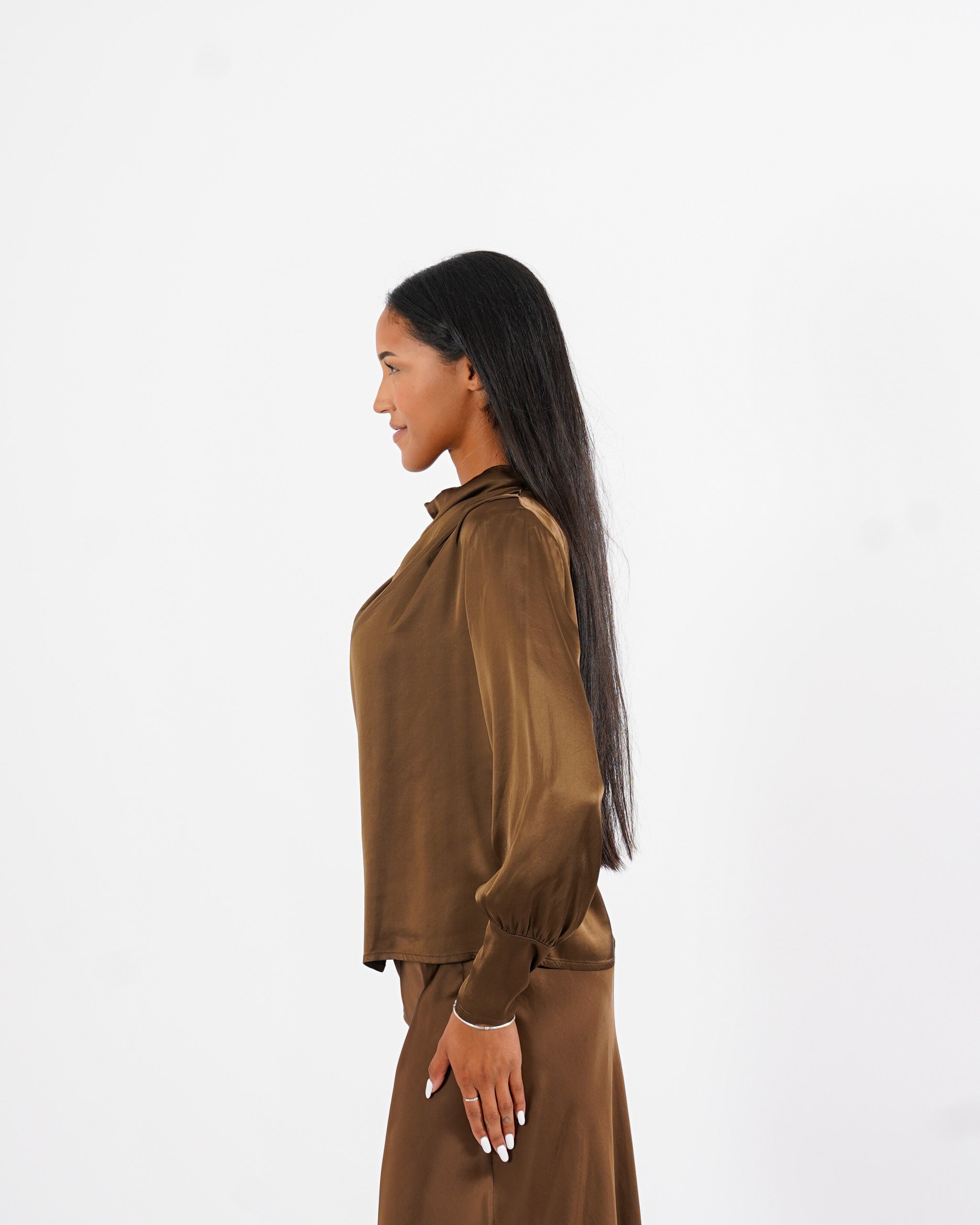 Blusa collo a gronda in raso - Scricciolo