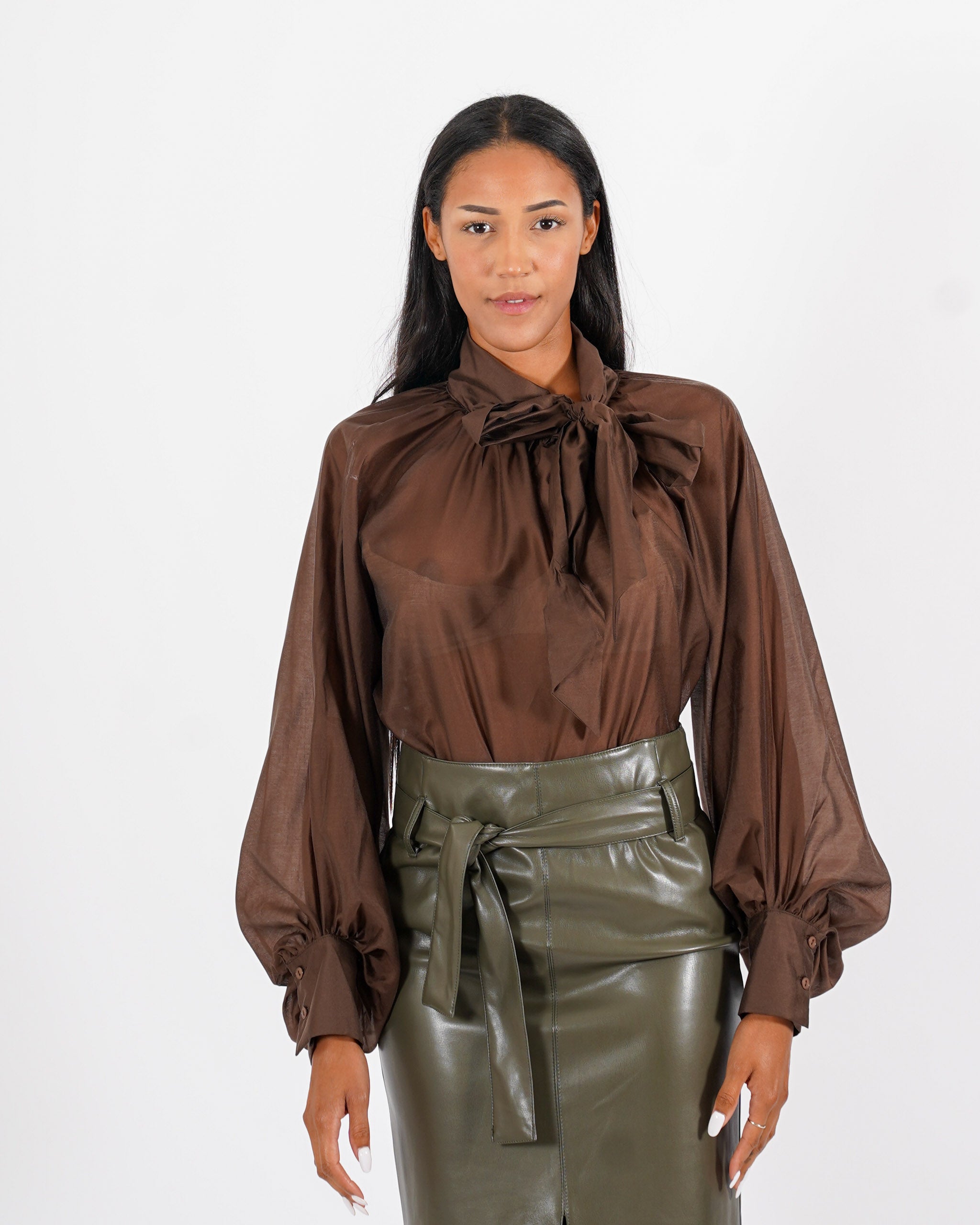 Blusa con chaboud e maniche lunghe ampie - Wendy