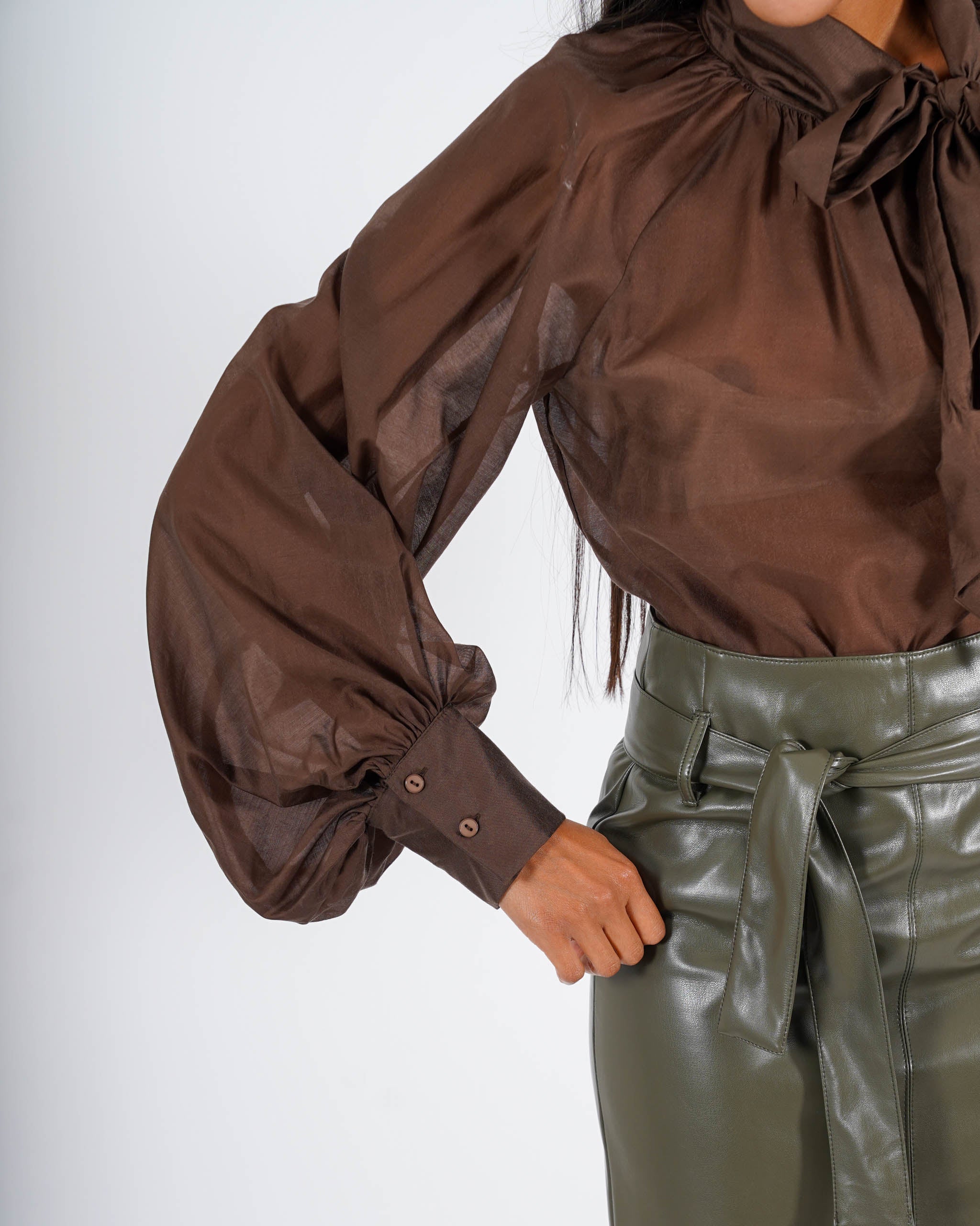 Blusa con chaboud e maniche lunghe ampie - Wendy
