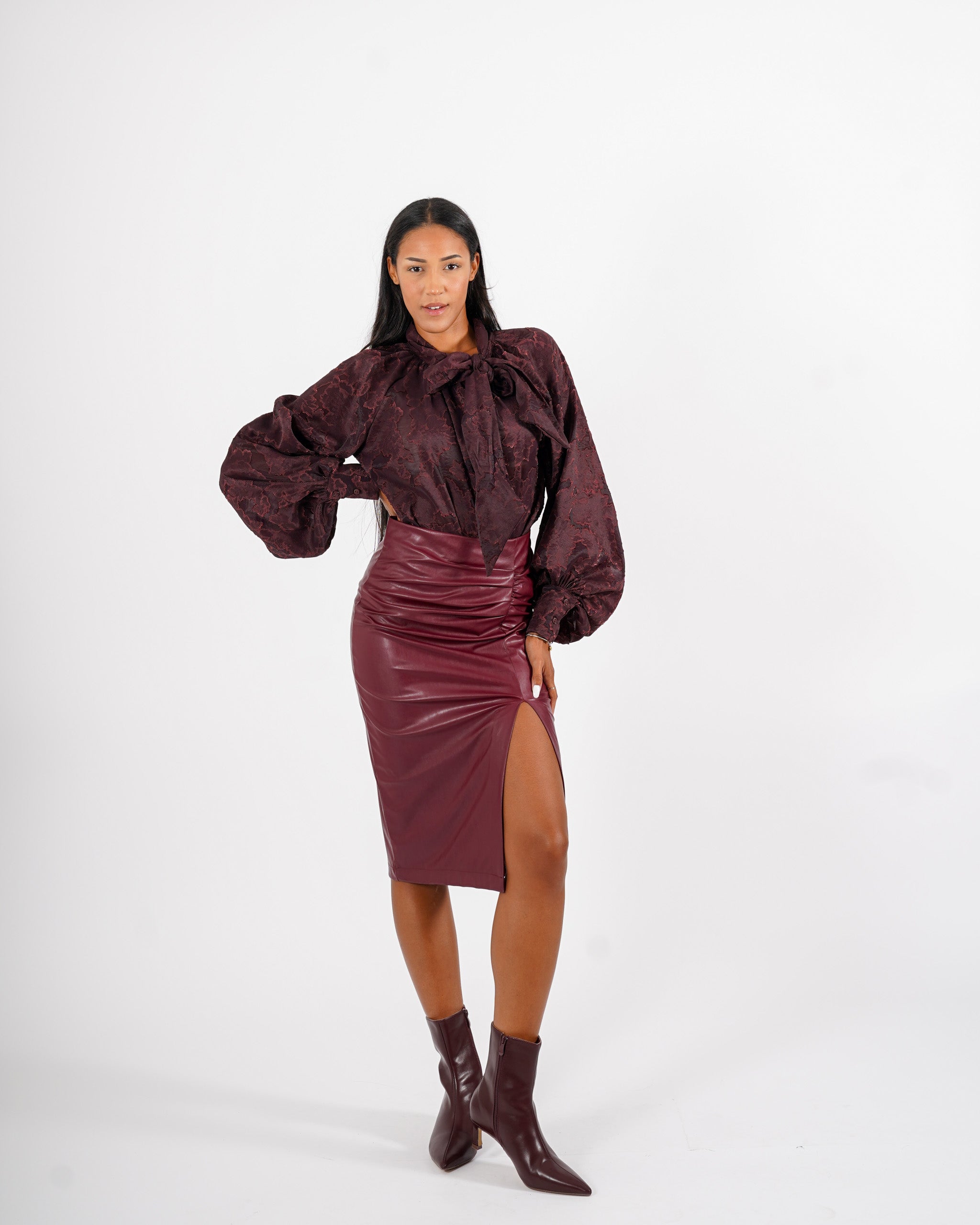 Blusa con chaboud e maniche lunghe ampie - Wendy