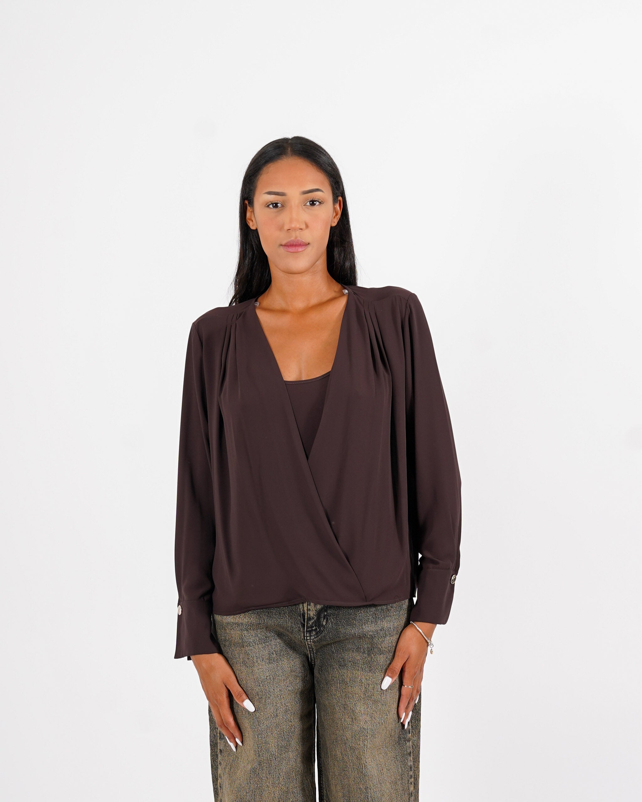 Blusa con canotta coordinata in tessuto crepe - Megara