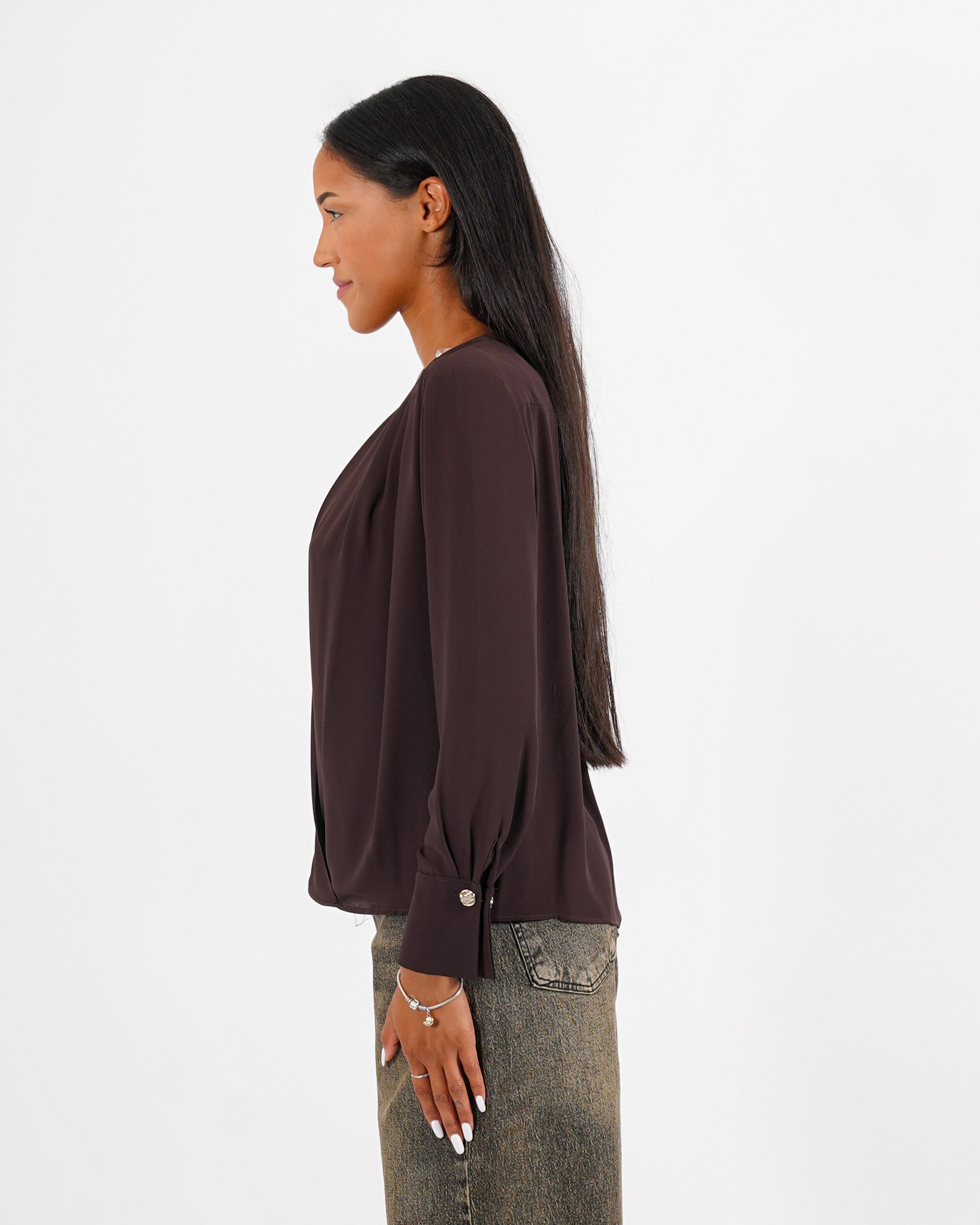 Blusa con canotta coordinata in tessuto crepe - Megara
