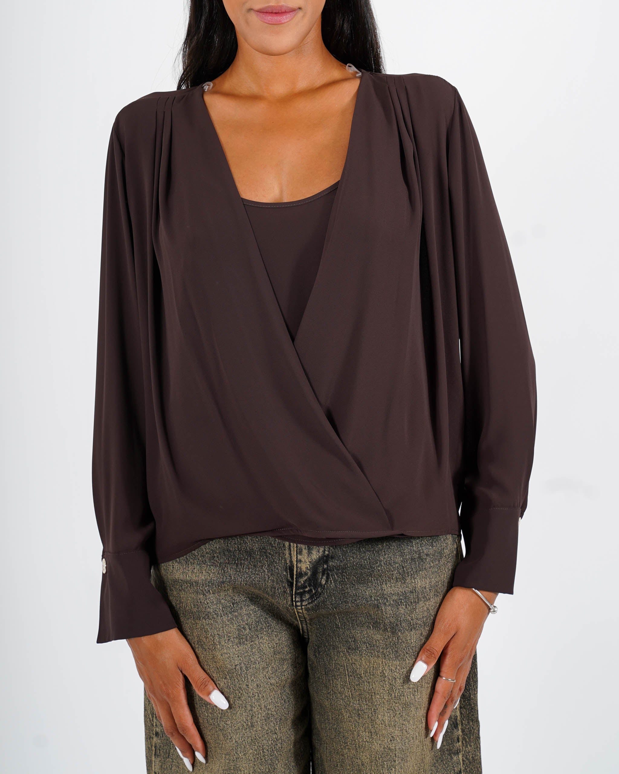 Blusa con canotta coordinata in tessuto crepe - Megara