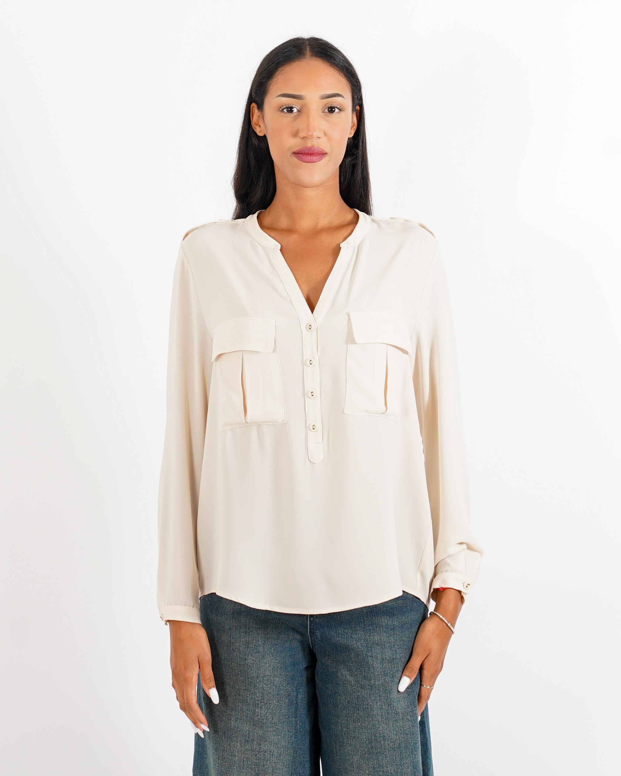 Blusa con tache frontali - Galatea