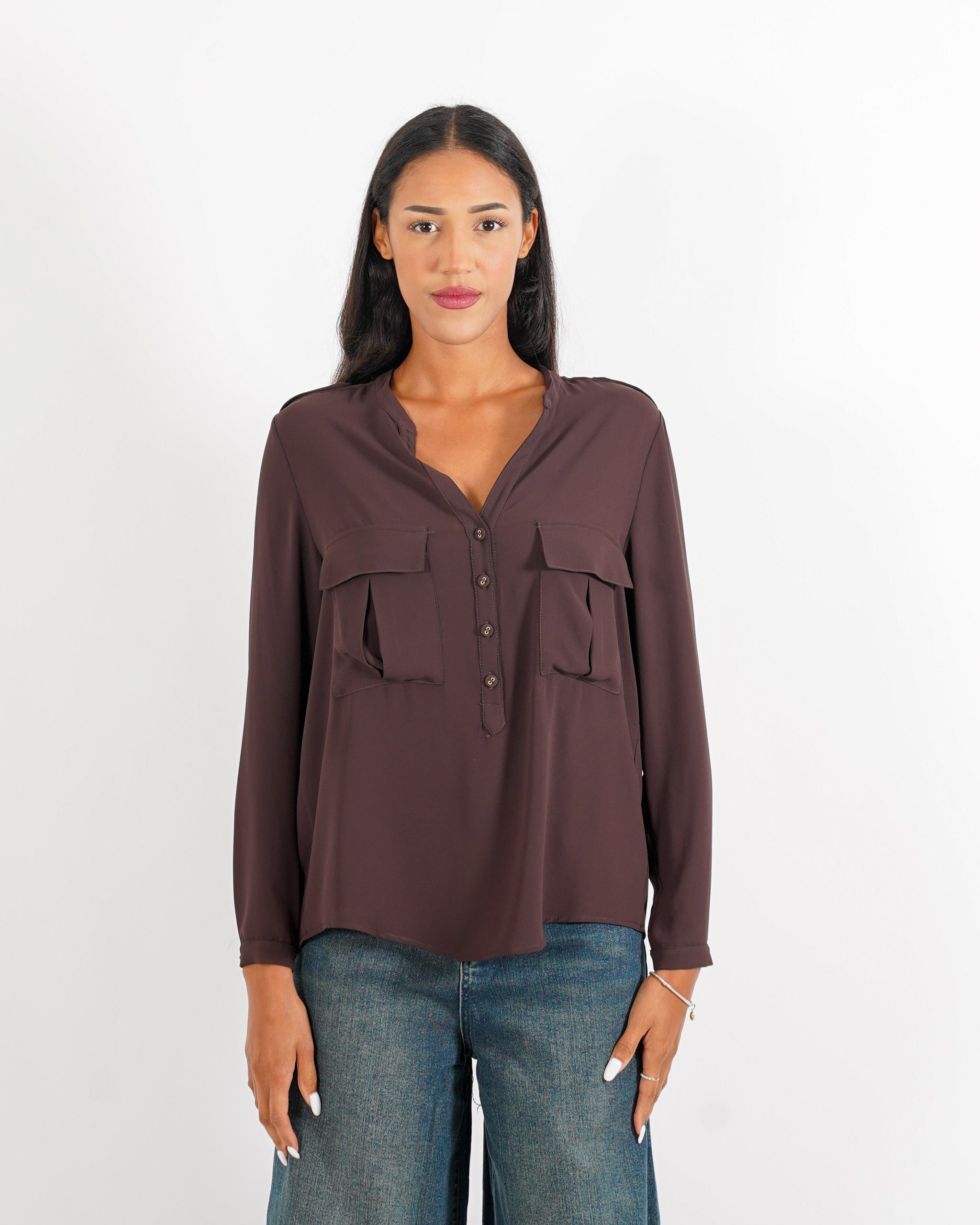 Blusa con tache frontali - Galatea