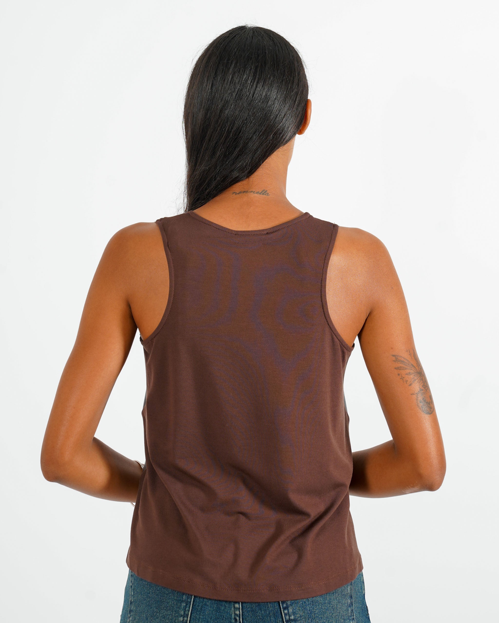 Blusa girocollo smanicata in eco pelle - Genesia - Hope Fashion