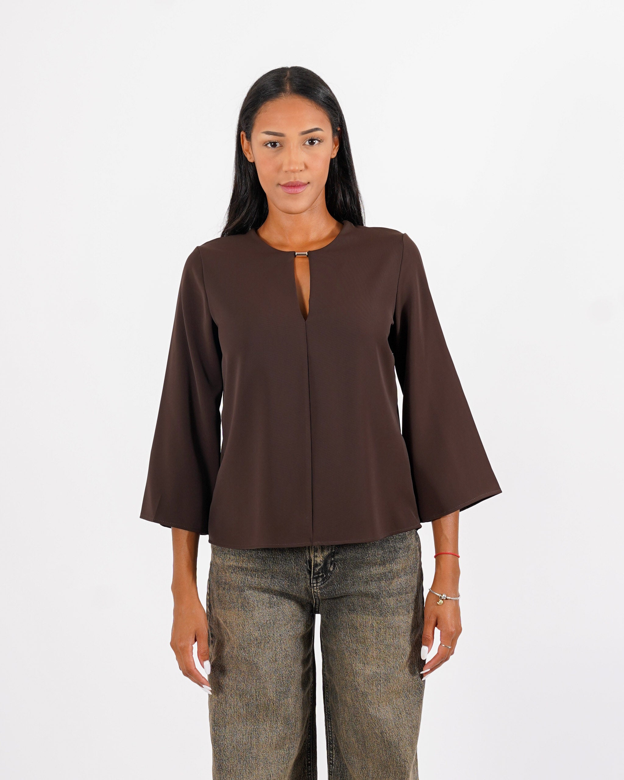 Blusa scollo a v con dettaglio oro - Cleopatra