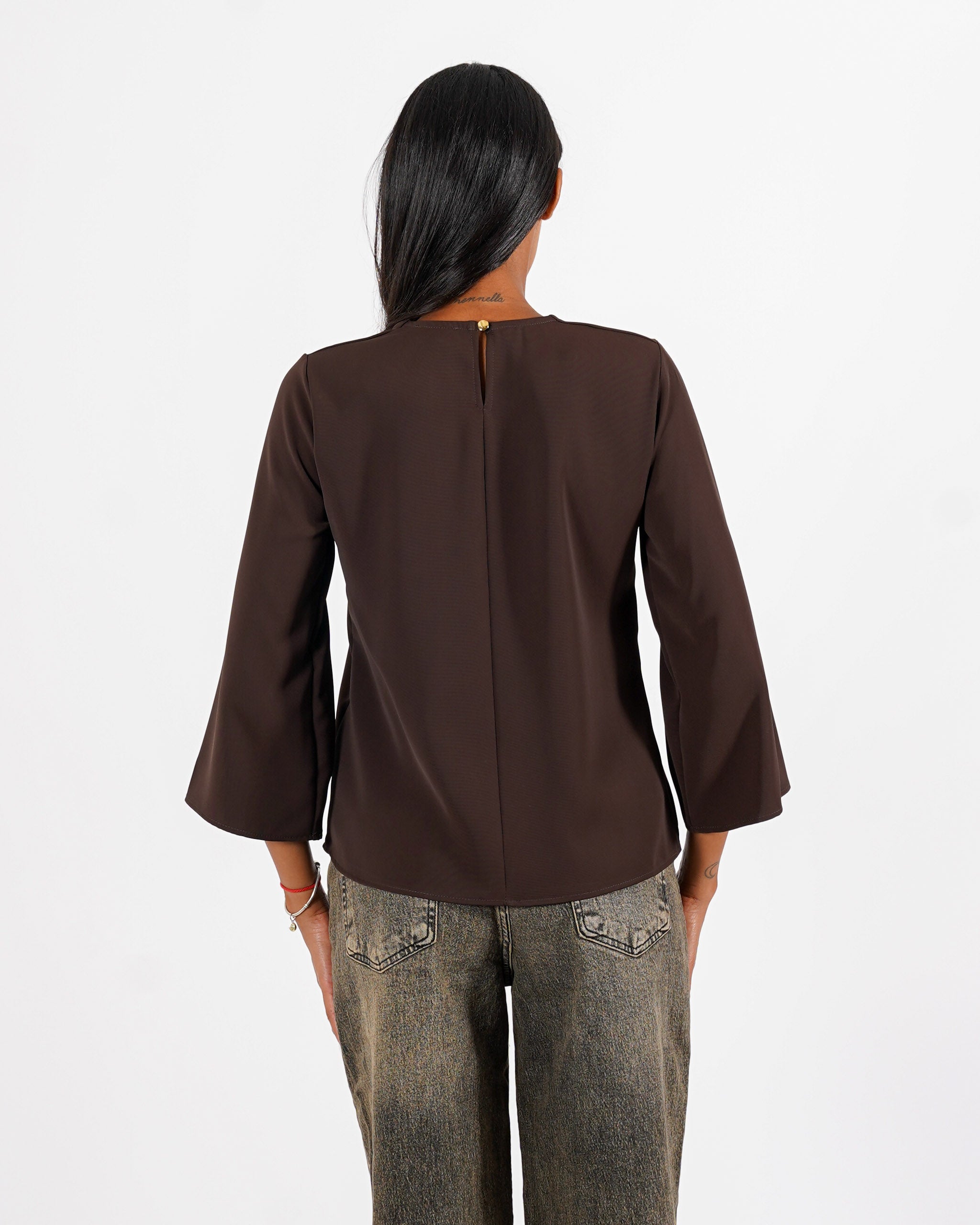 Blusa scollo a v con dettaglio oro - Cleopatra
