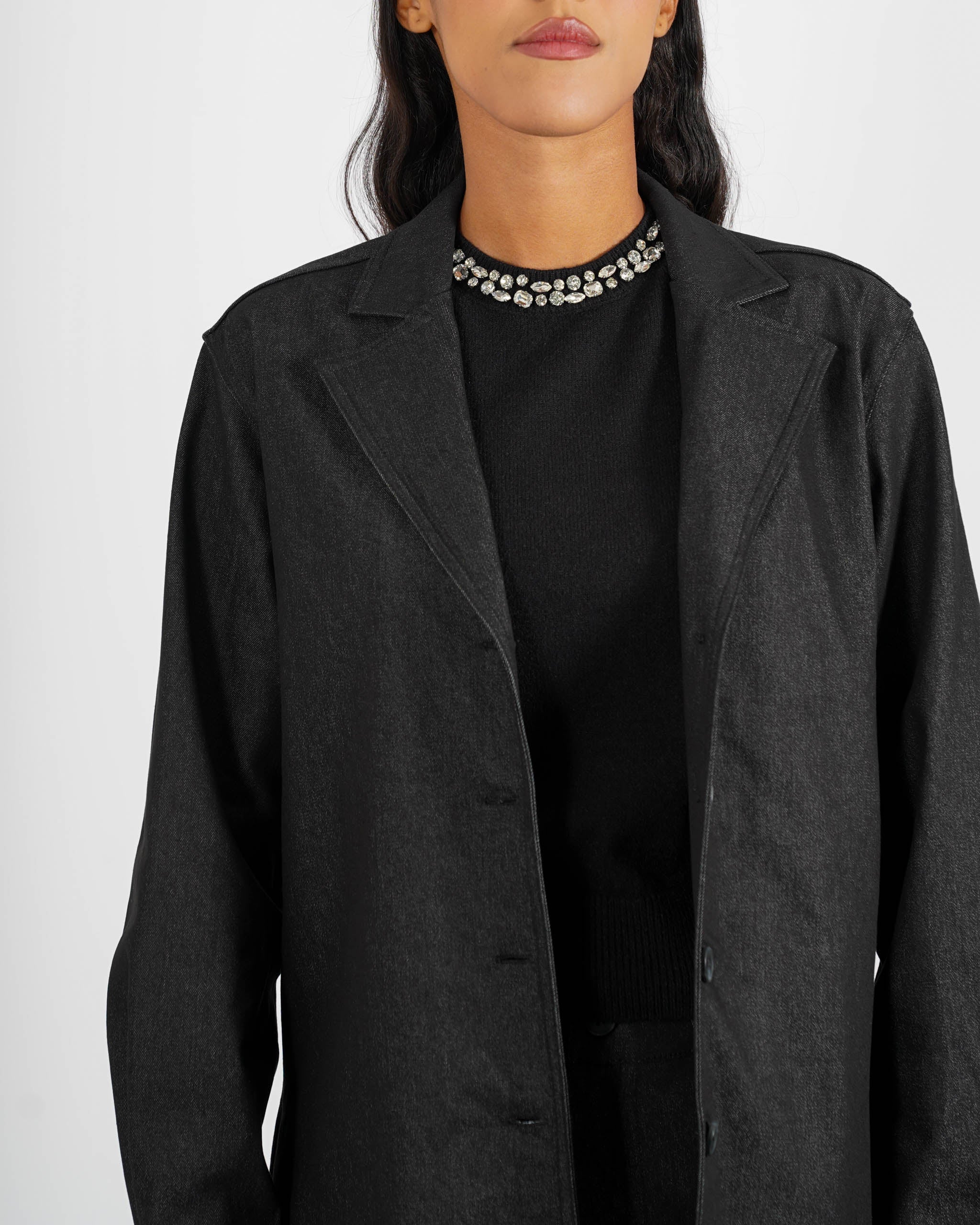 Giacca monopetto in denim stretch - Adorante