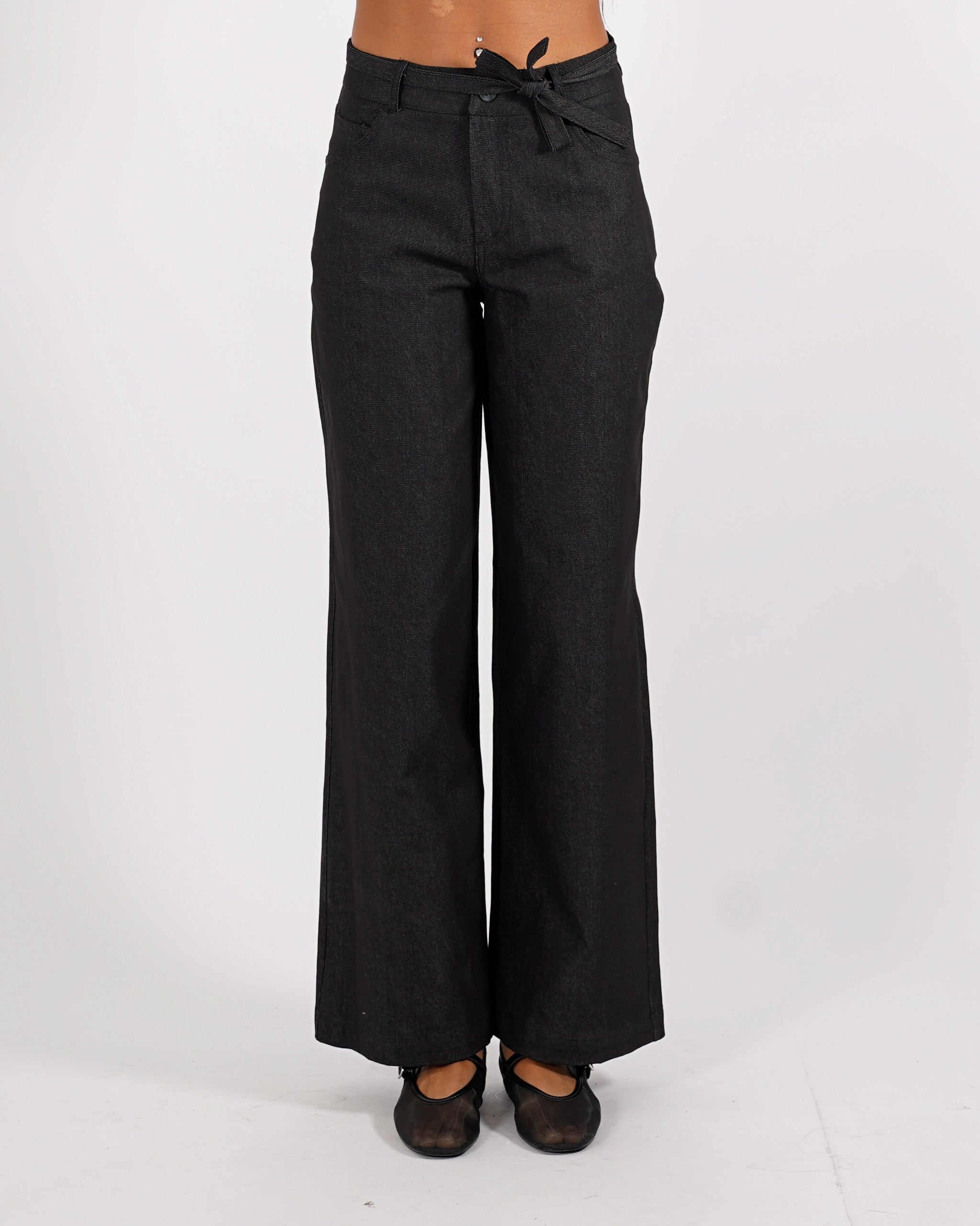 Pantaloni gamba larga con coulisse in denim strectch - Impacciata