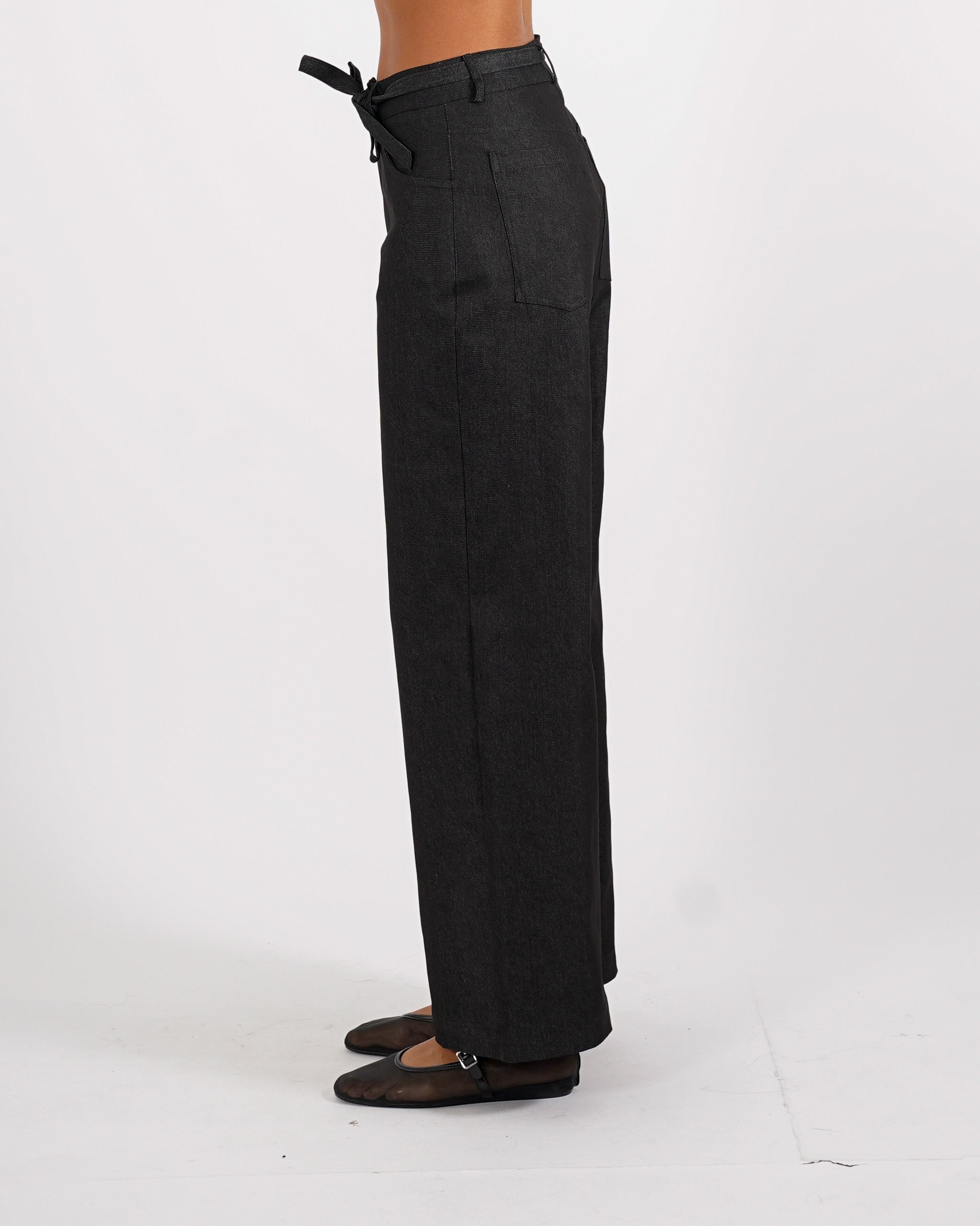 Pantaloni gamba larga con coulisse in denim strectch - Impacciata