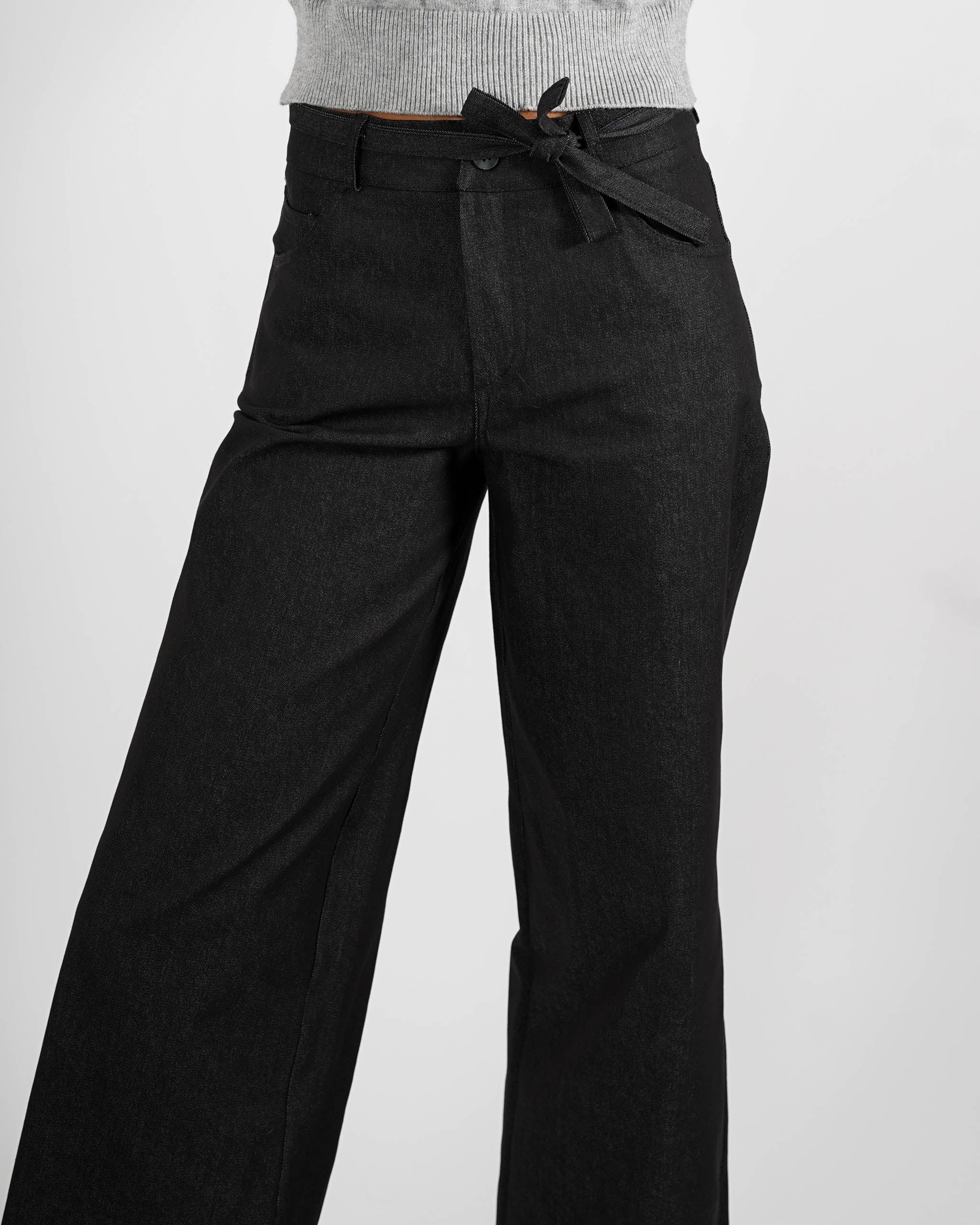 Pantaloni gamba larga con coulisse in denim strectch - Impacciata