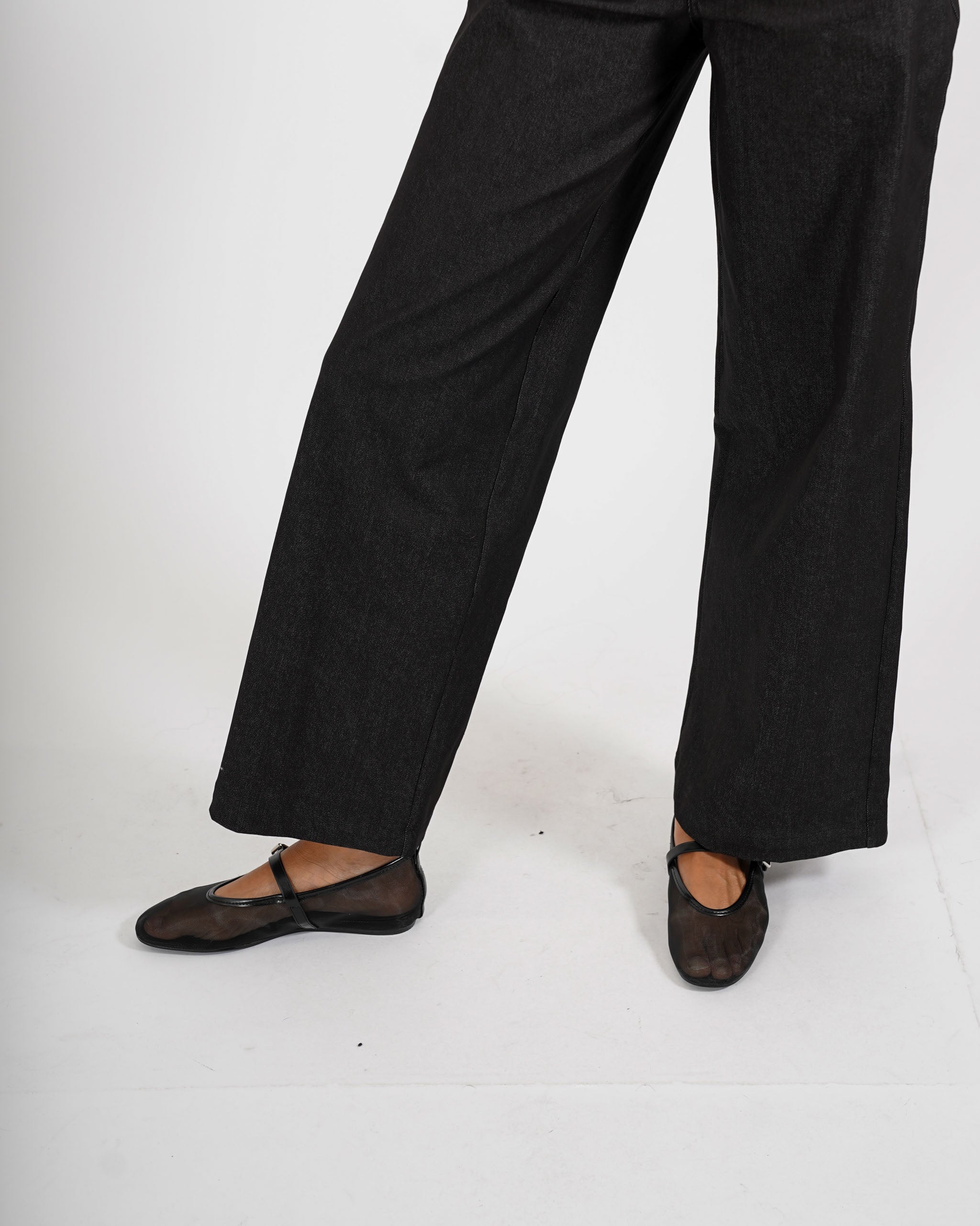 Pantaloni gamba larga con coulisse in denim strectch - Impacciata