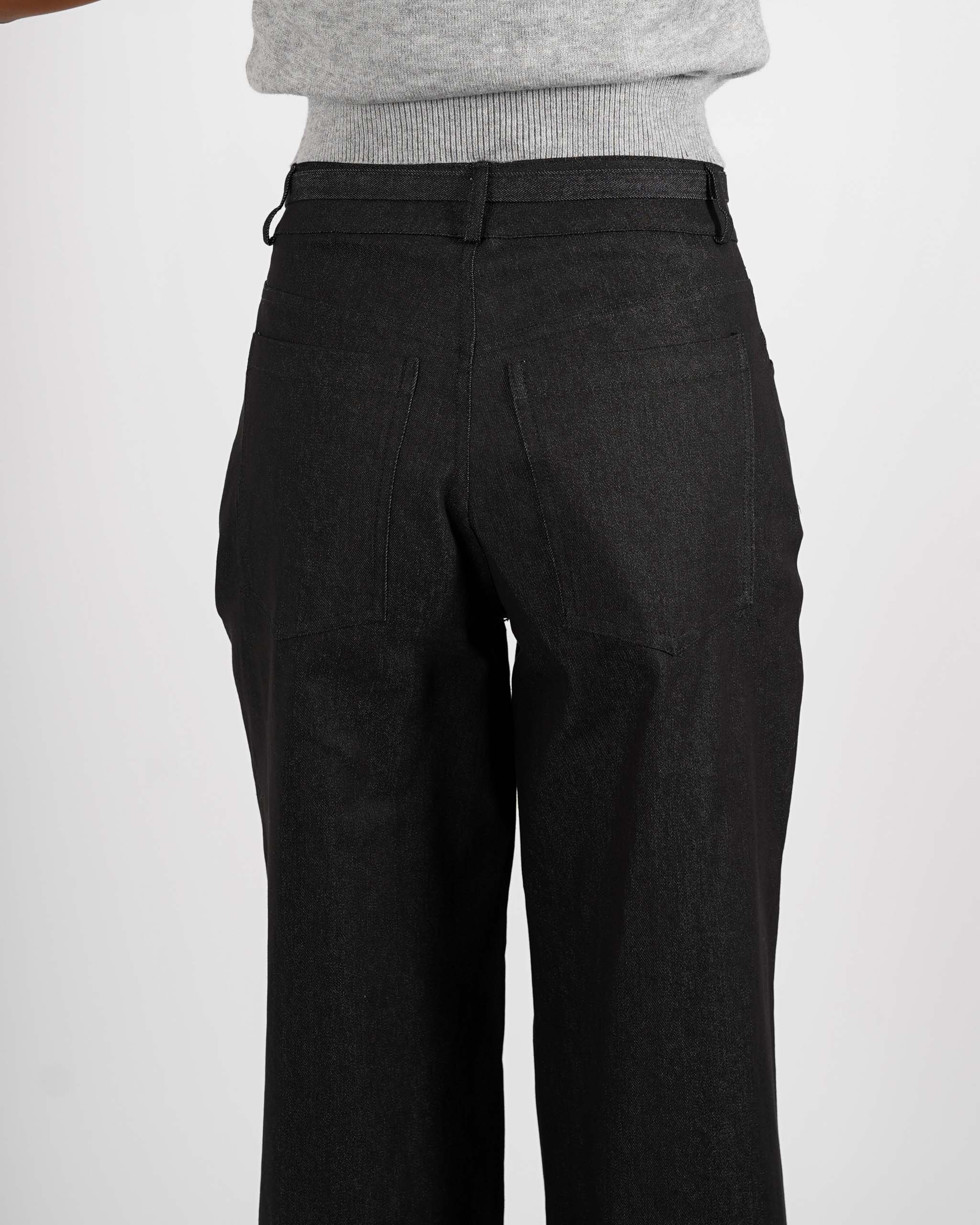 Pantaloni gamba larga con coulisse in denim strectch - Impacciata
