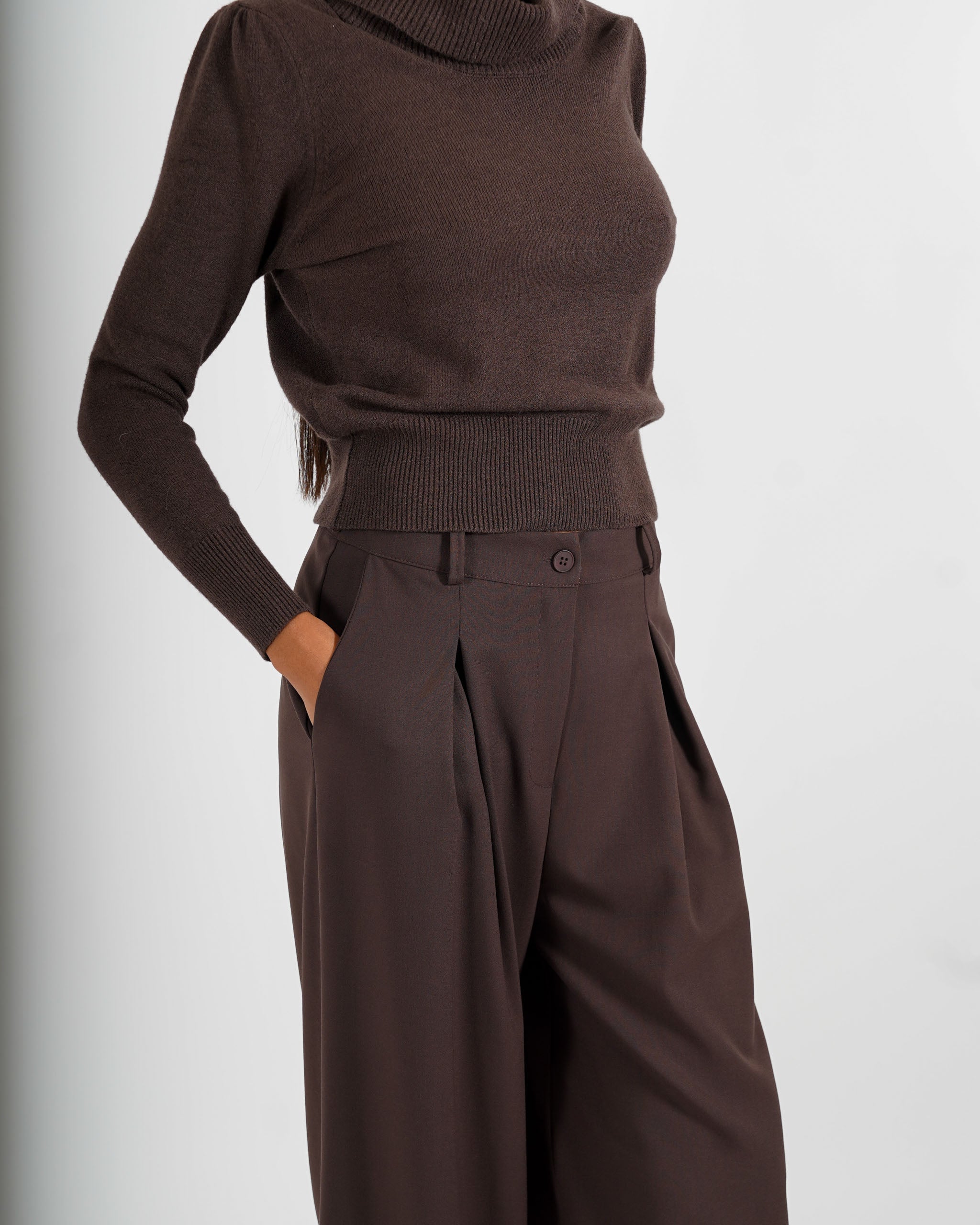 Pantaloni gamba larga in eco fibra - Preziosa