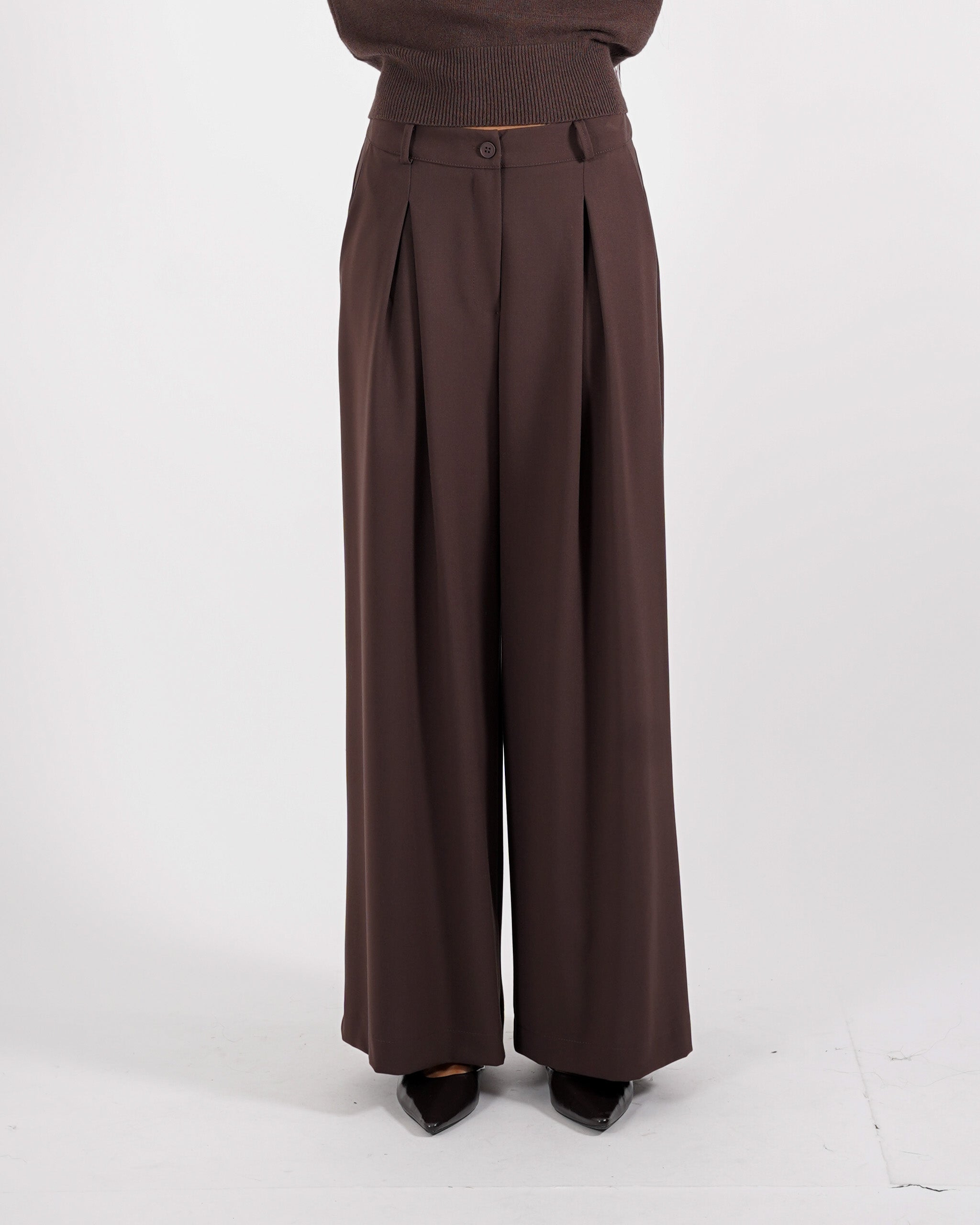 Pantaloni gamba larga in eco fibra - Preziosa