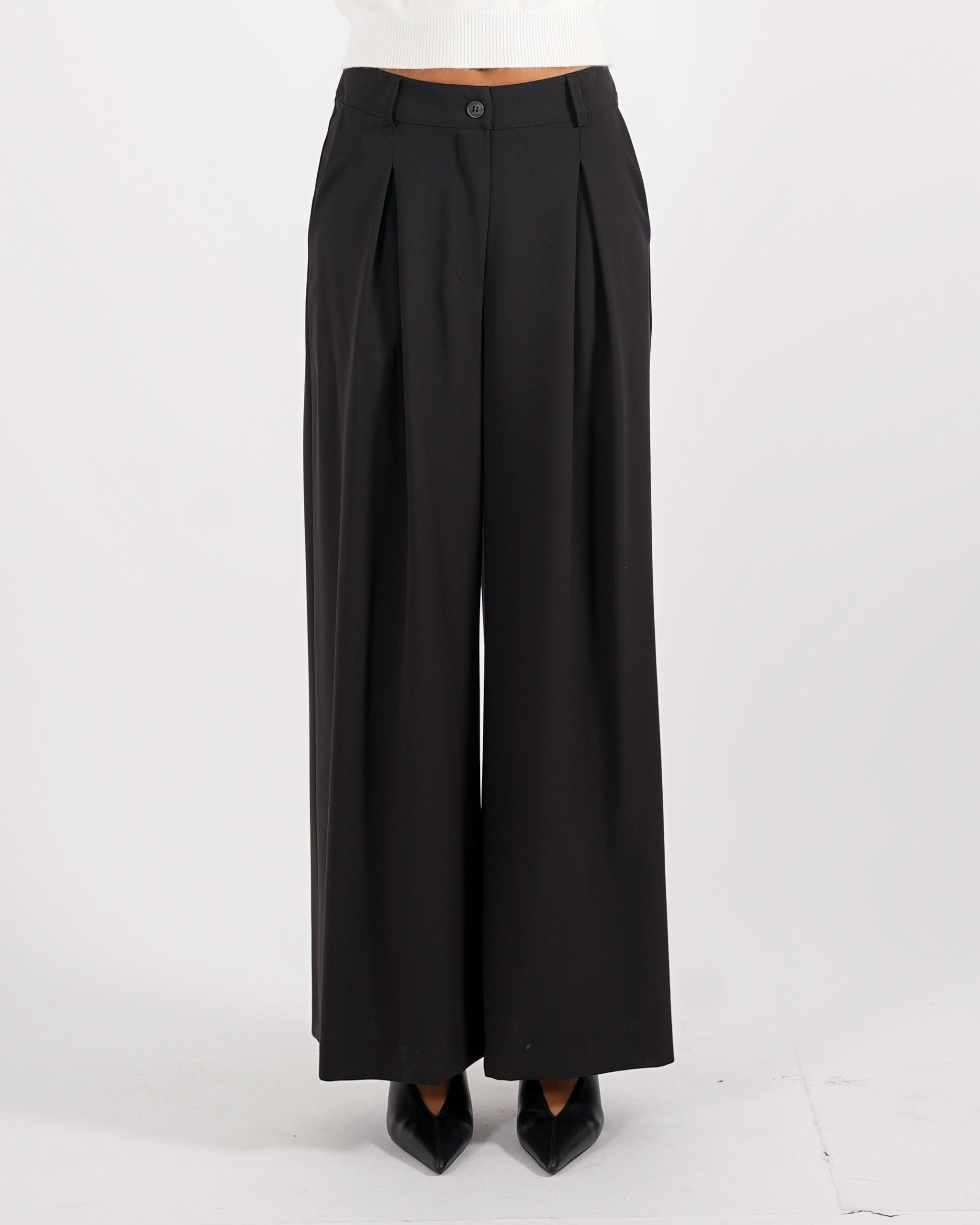Pantaloni gamba larga in eco fibra - Preziosa