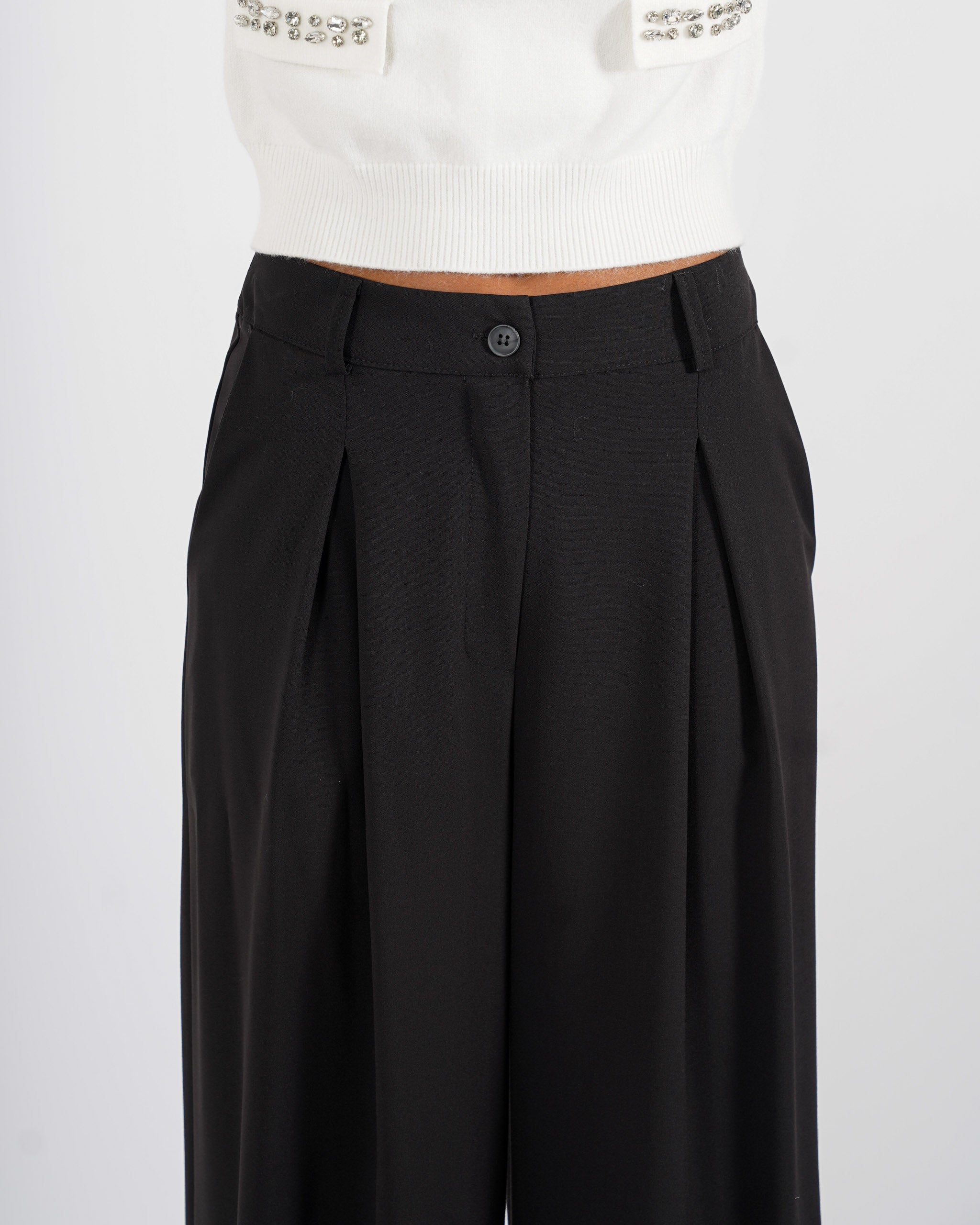 Pantaloni gamba larga in eco fibra - Preziosa
