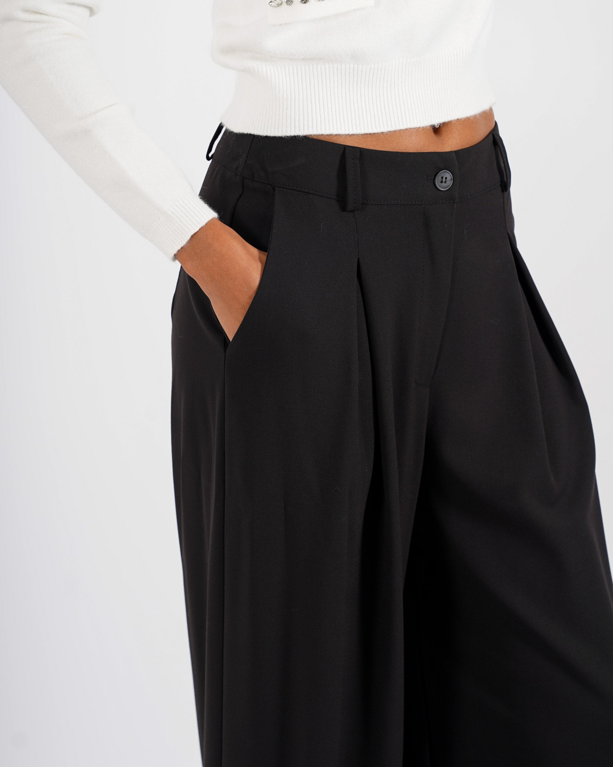 Pantaloni gamba larga in eco fibra - Preziosa
