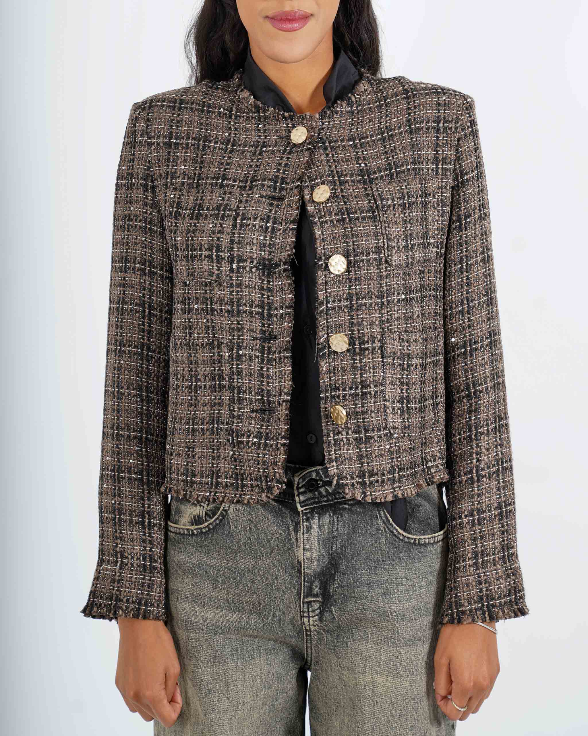 Giacca in tessuto tweed con micropaillettes - Gioiosa