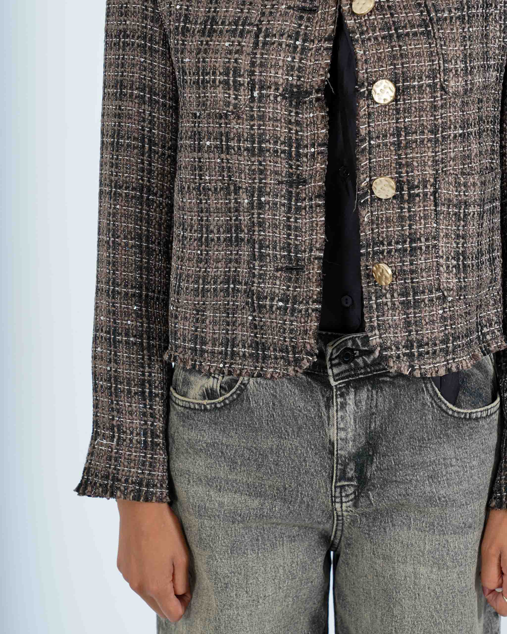 Giacca in tessuto tweed con micropaillettes - Gioiosa
