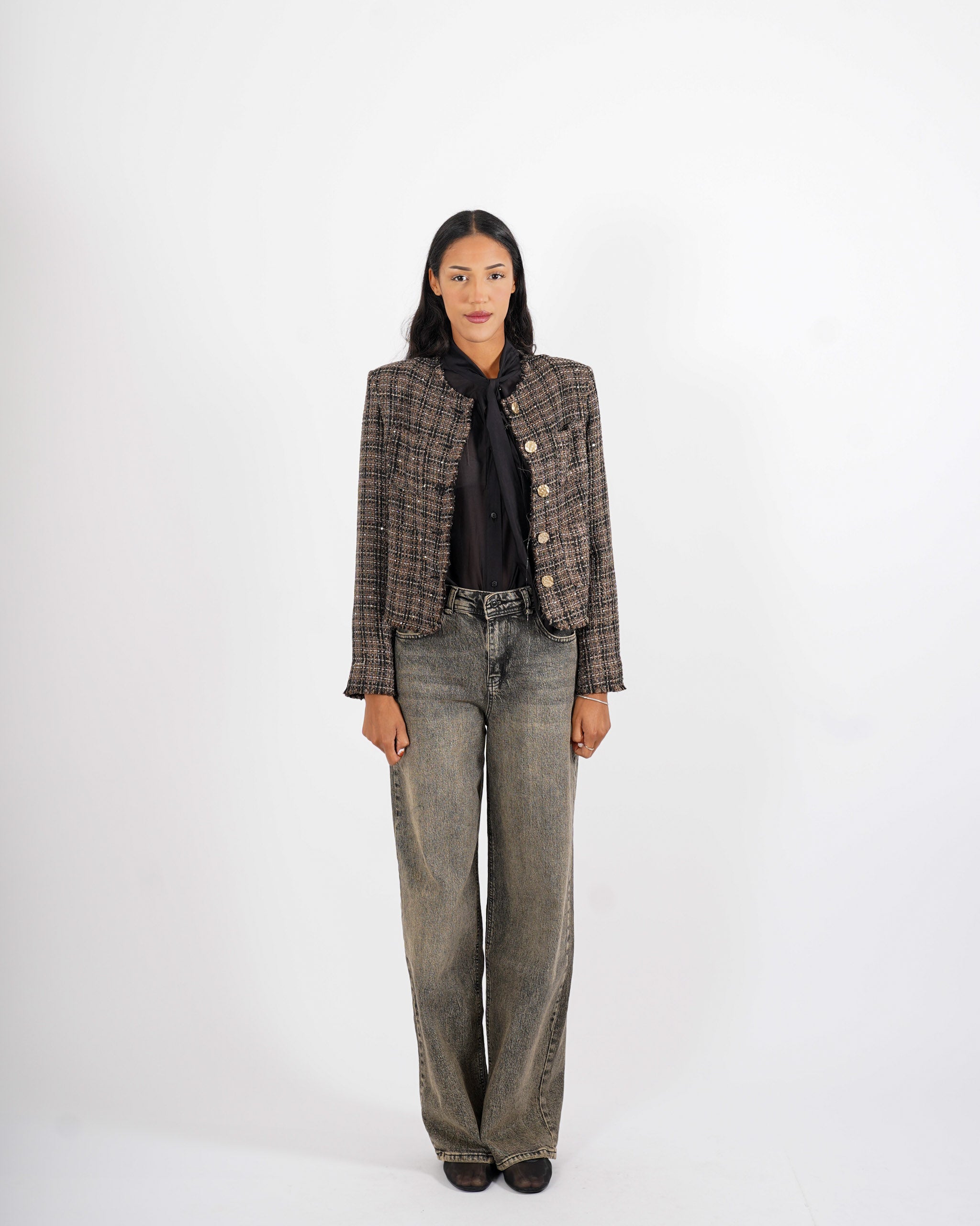 Giacca in tessuto tweed con micropaillettes - Gioiosa