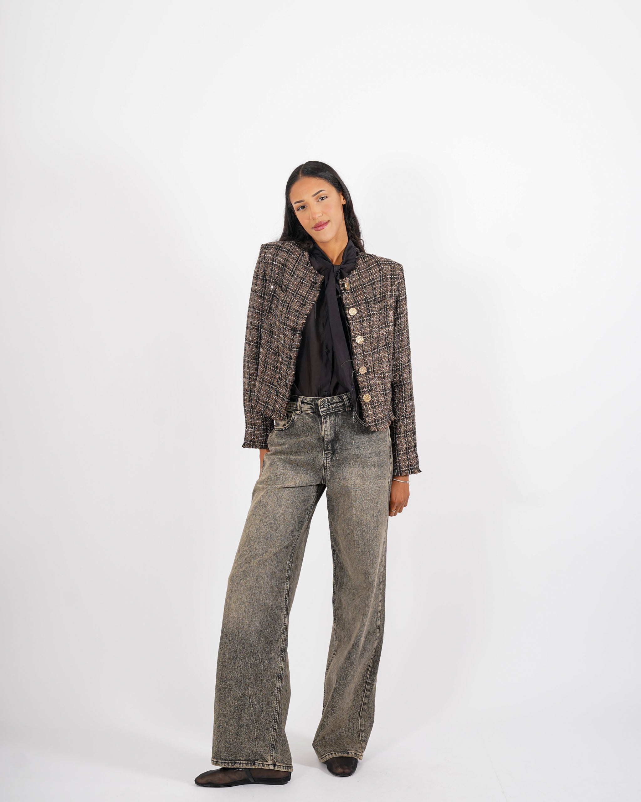 Giacca in tessuto tweed con micropaillettes - Gioiosa