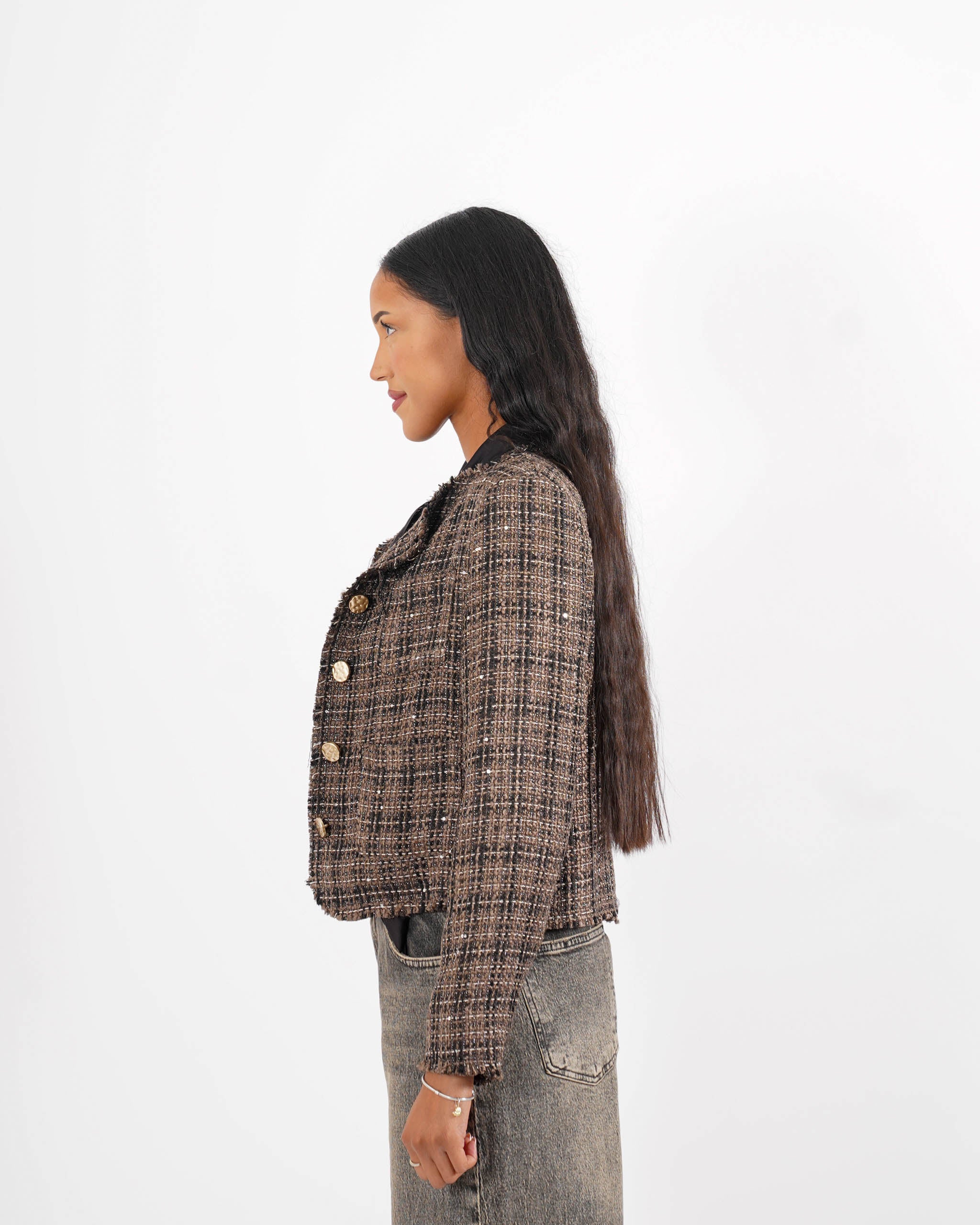 Giacca in tessuto tweed con micropaillettes - Gioiosa