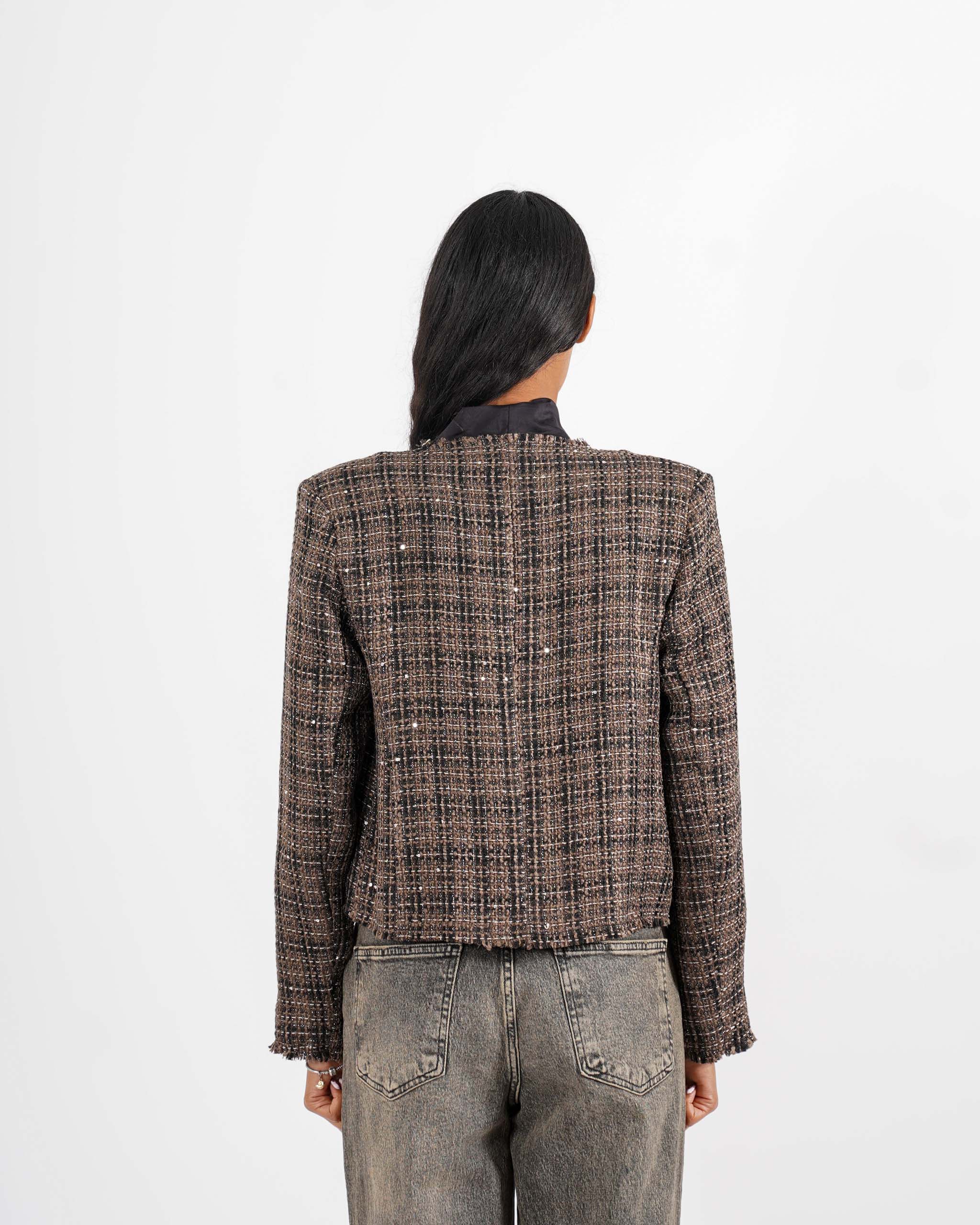 Giacca in tessuto tweed con micropaillettes - Gioiosa