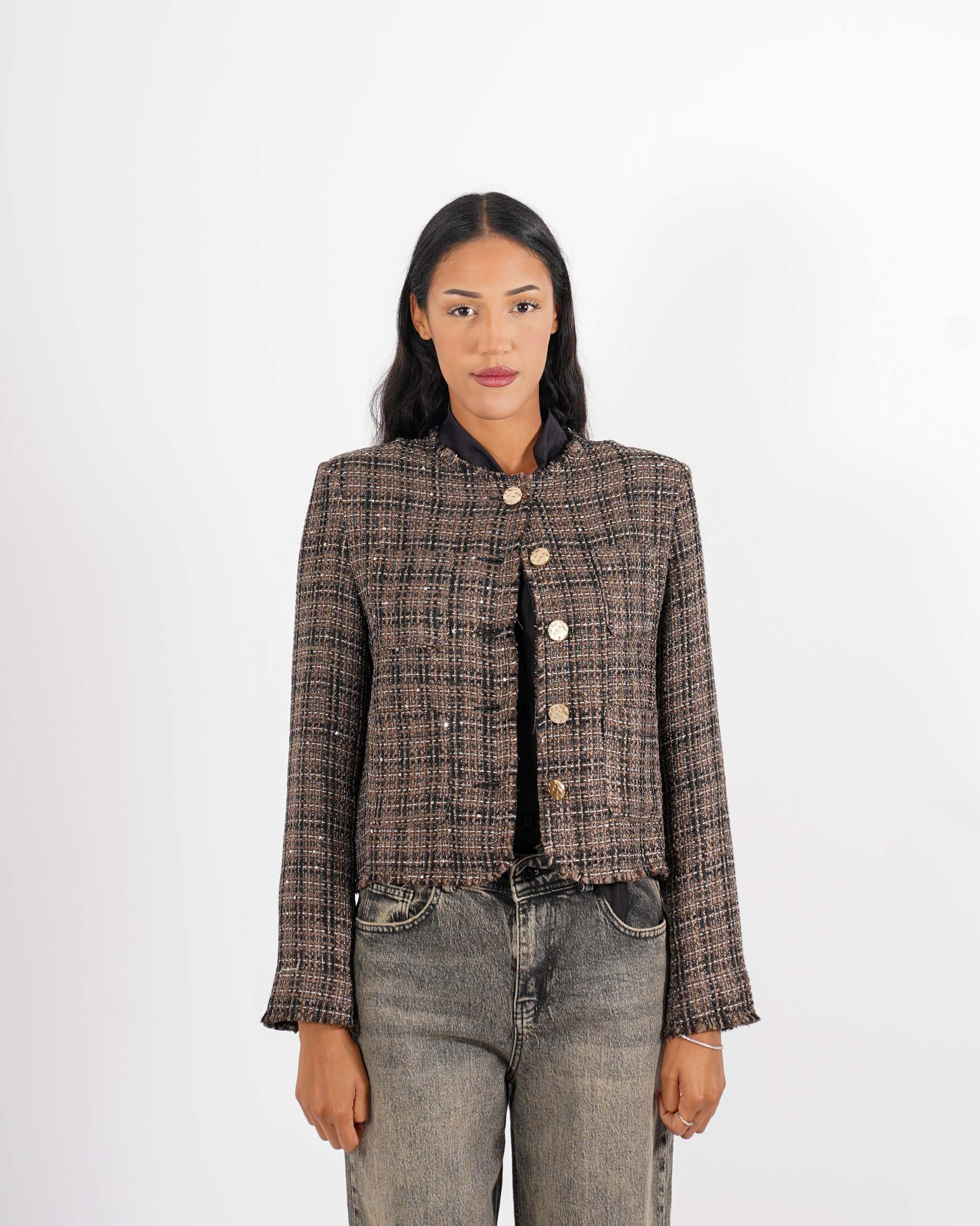 Giacca in tessuto tweed con micropaillettes - Gioiosa
