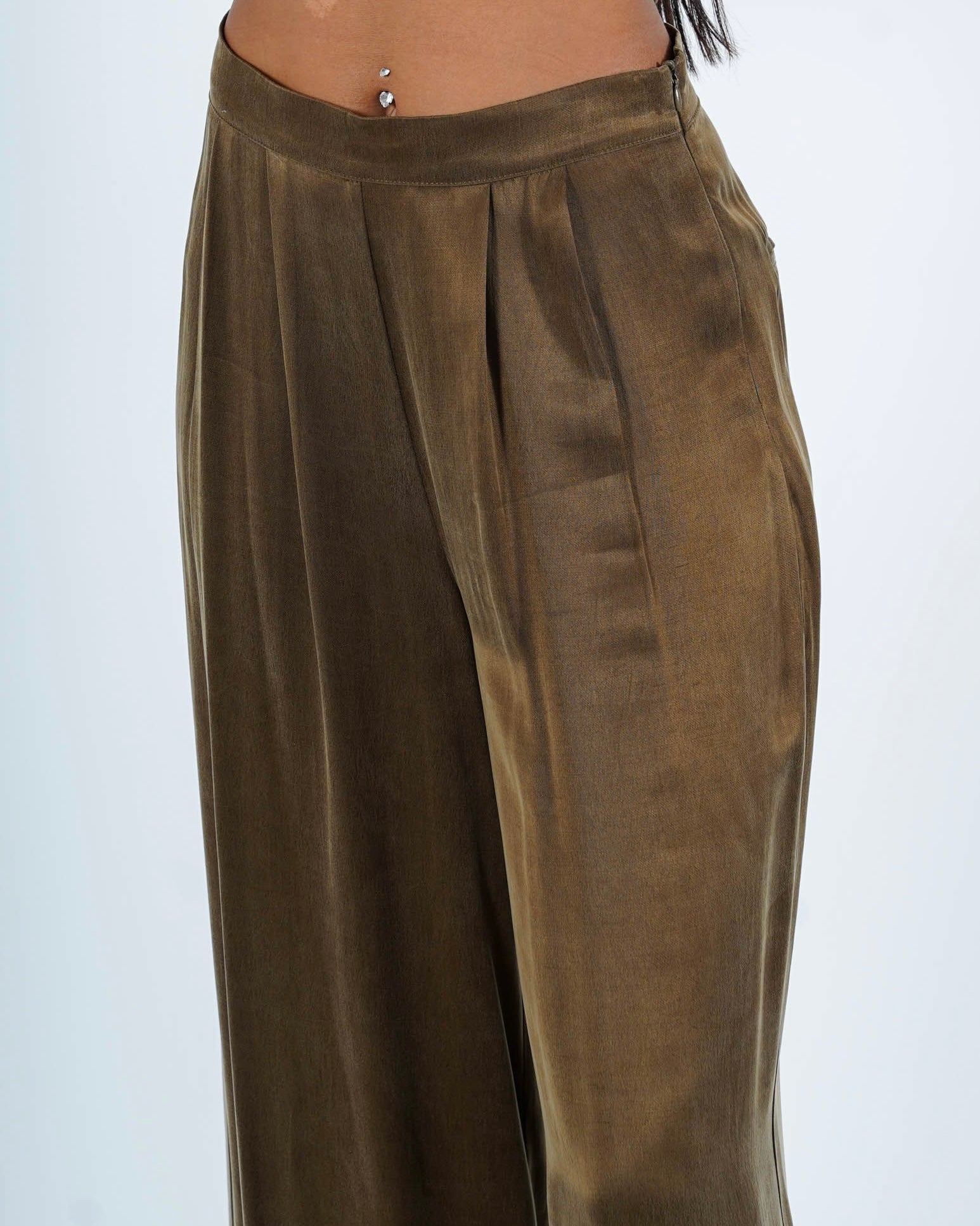 Pantaloni con bustino in tessuto fluido mano pesca - Testarda