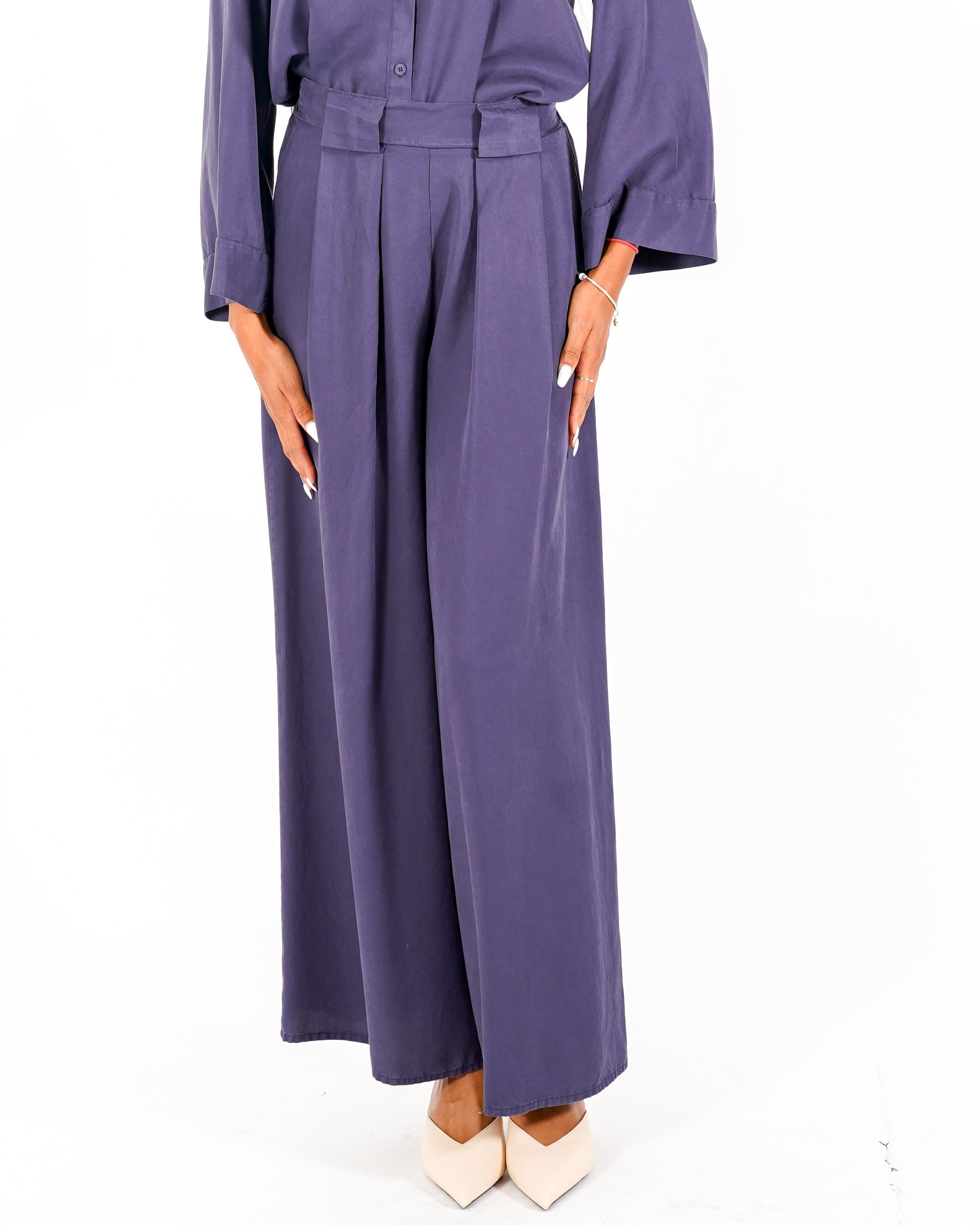 Pantaloni gamba larga in tessuto fluido _ Moderna